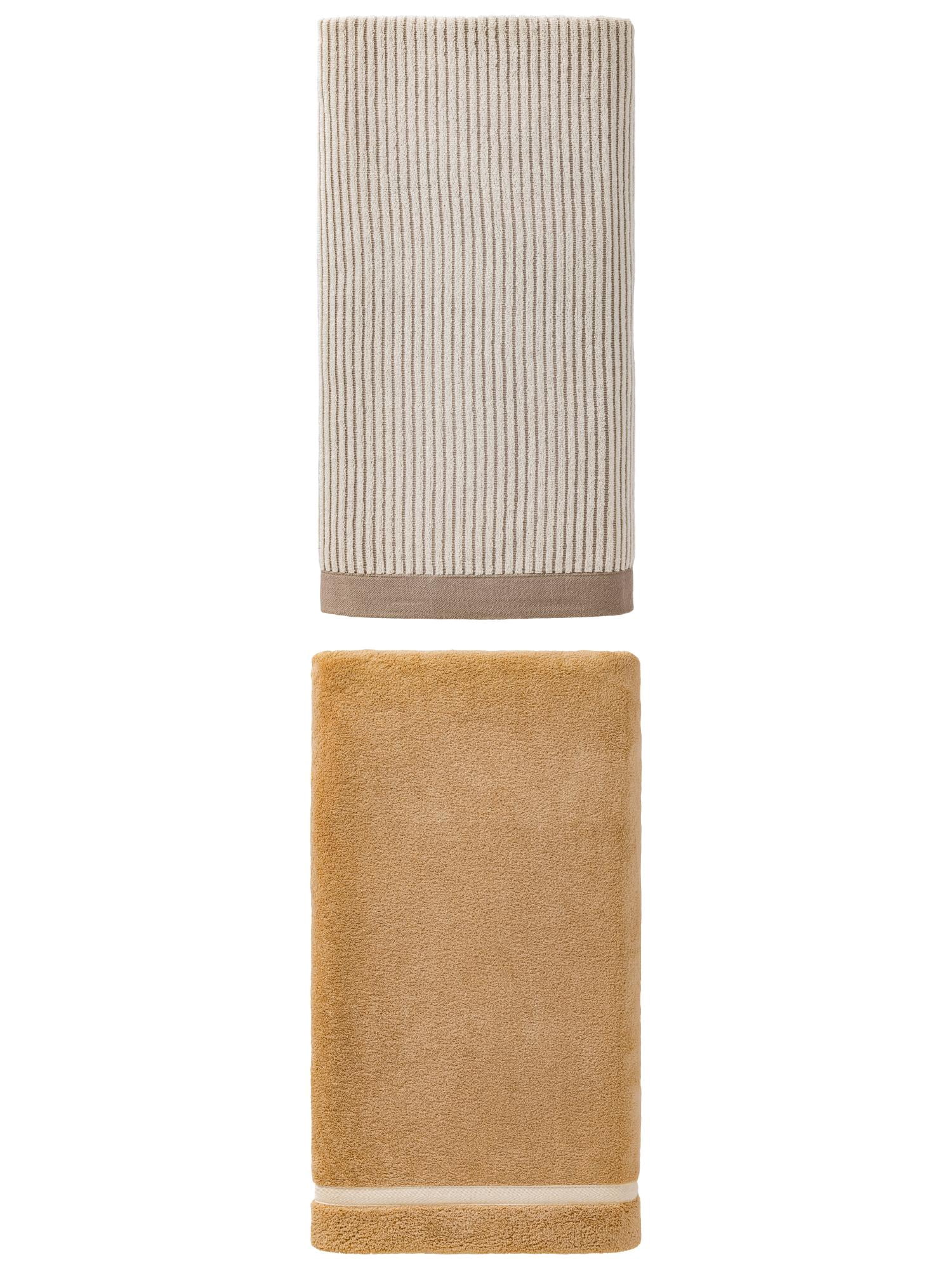 Unique Bargains 2Pcs Cozy Soft Quick Dry Coral Fleece Bath Towel Brown 63"x31"/55"x28"