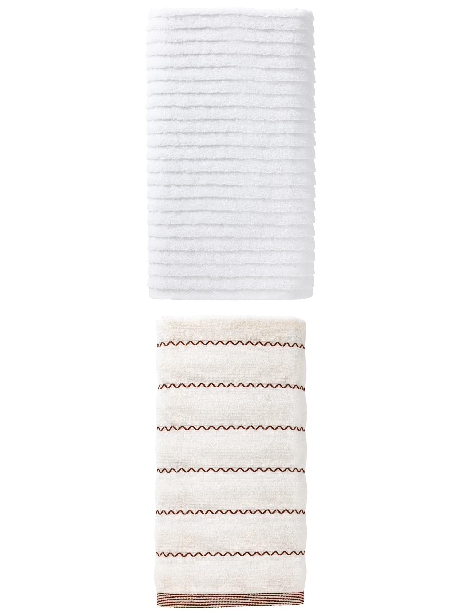 Unique Bargains 2Pcs Cozy Ultra Absorbent Cotton Bath Towel White 55"x28"
