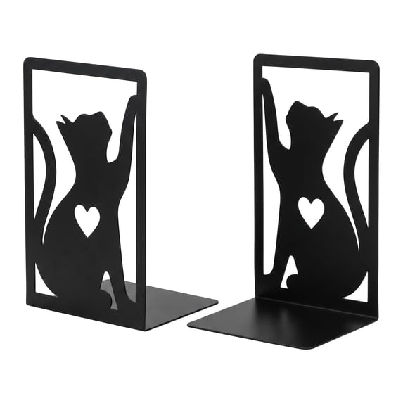Unique Bargains 2Pcs Decorative Cartoon Metal Bookends Black 4.2*3.5*7.1inch