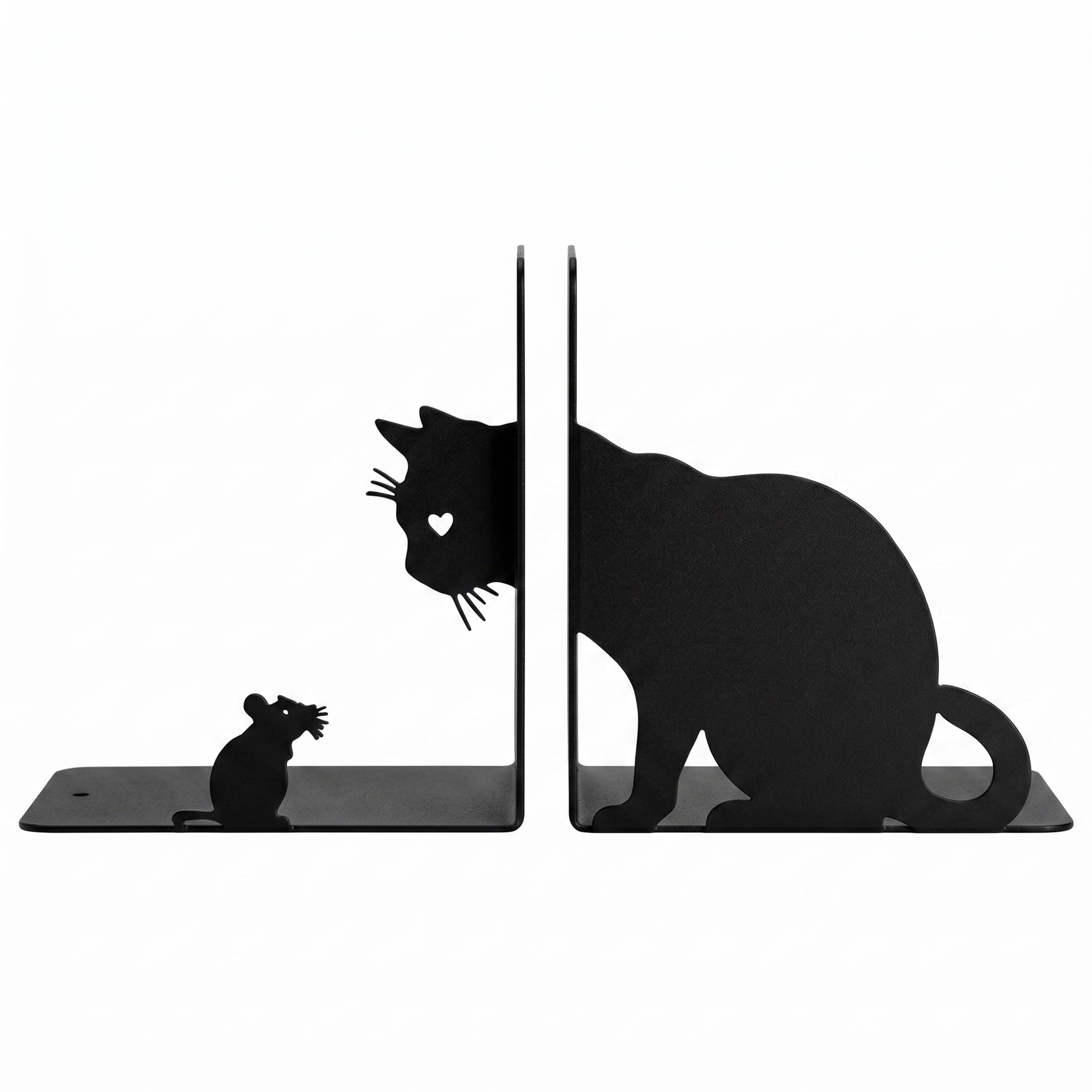 Unique Bargains 2Pcs Decorative Cartoon Metal Bookends Black 5.9*3.1*5.9inch