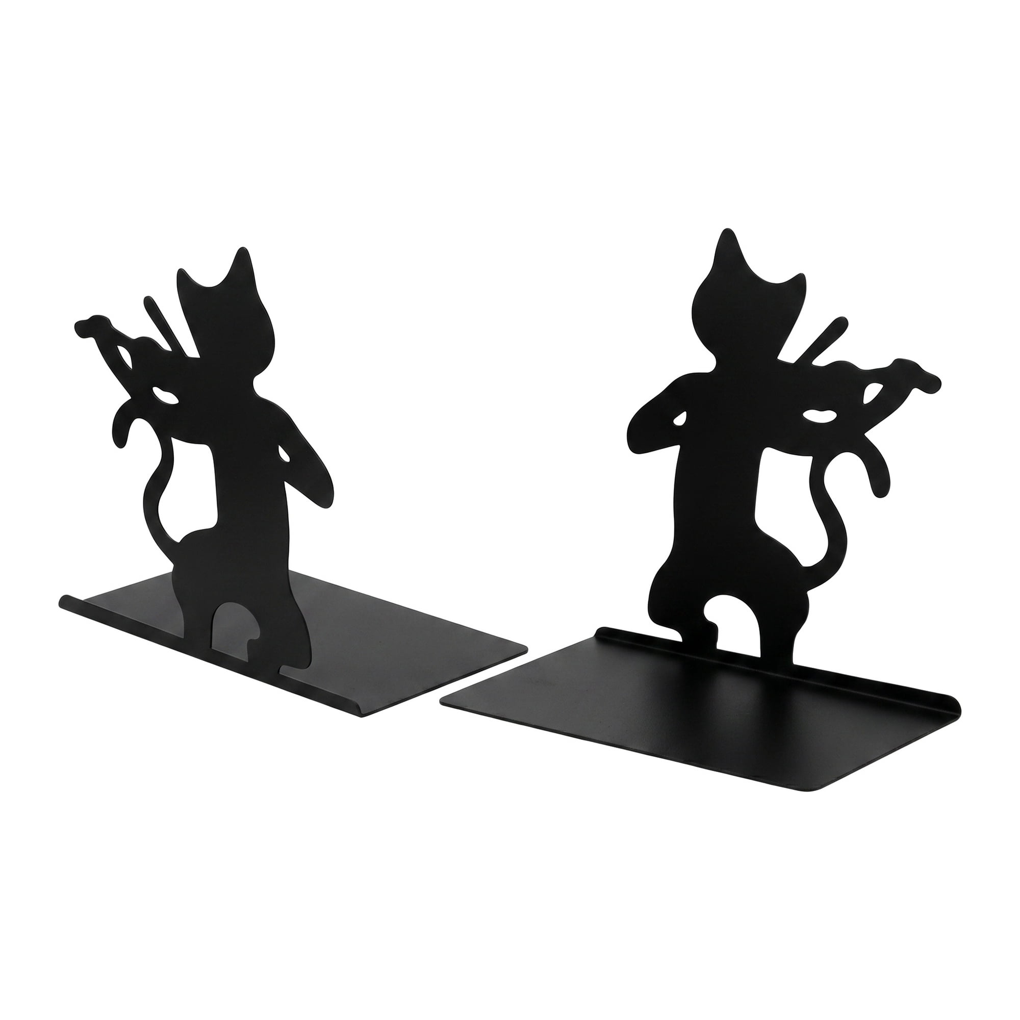 Unique Bargains 2Pcs Decorative Cartoon Metal Bookends Black 6.3*3.9*7.5inch