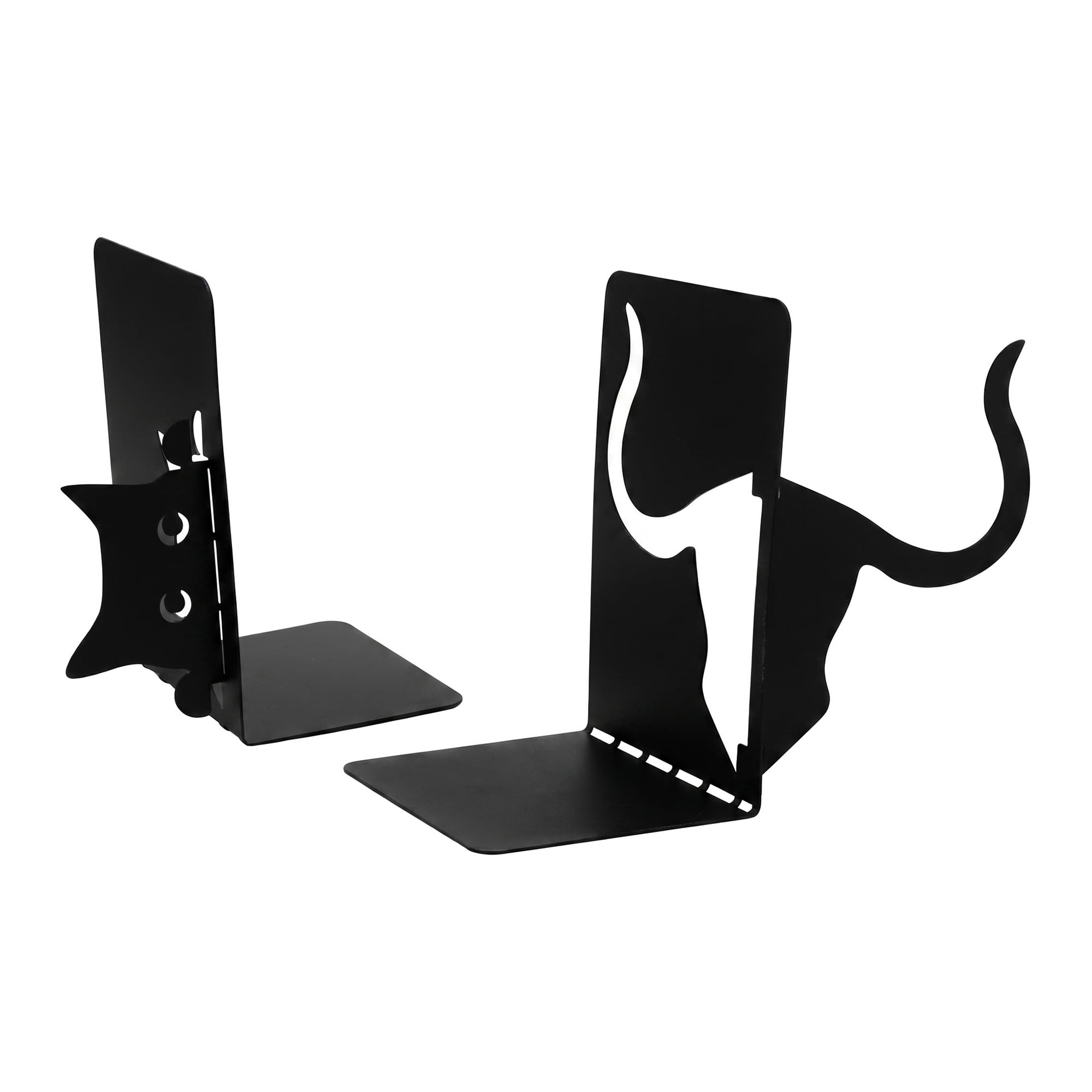 Unique Bargains 2Pcs Decorative Cartoon Metal Bookends Black Cat 4.7*3.6*6.7inch