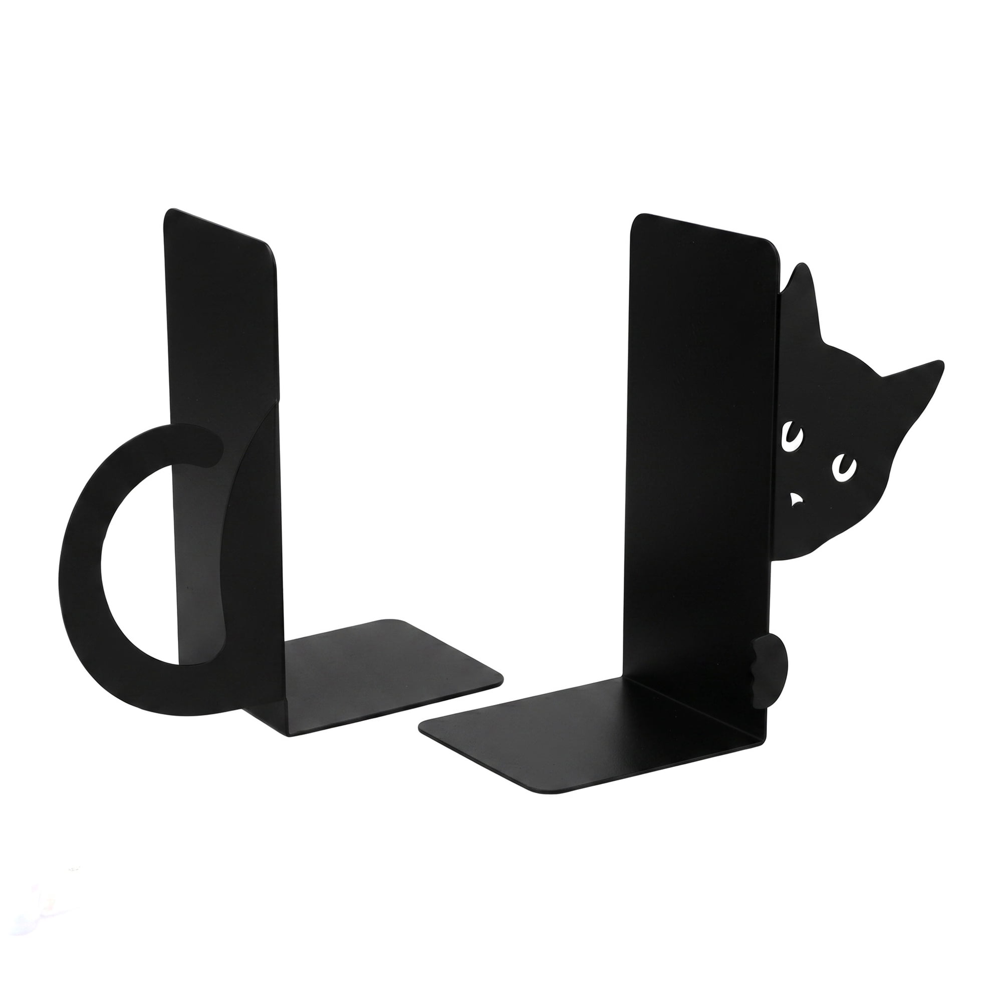 Unique Bargains 2Pcs Decorative Cartoon Metal Bookends Black Cat 4.7*6.7*6.7inch
