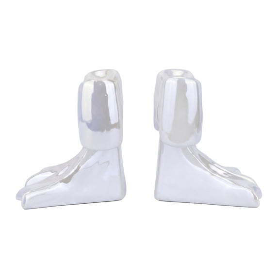 Unique Bargains 2Pcs Decorative Compact Resin Stoppers Book Ends White 4.3*3.5*4.3inch