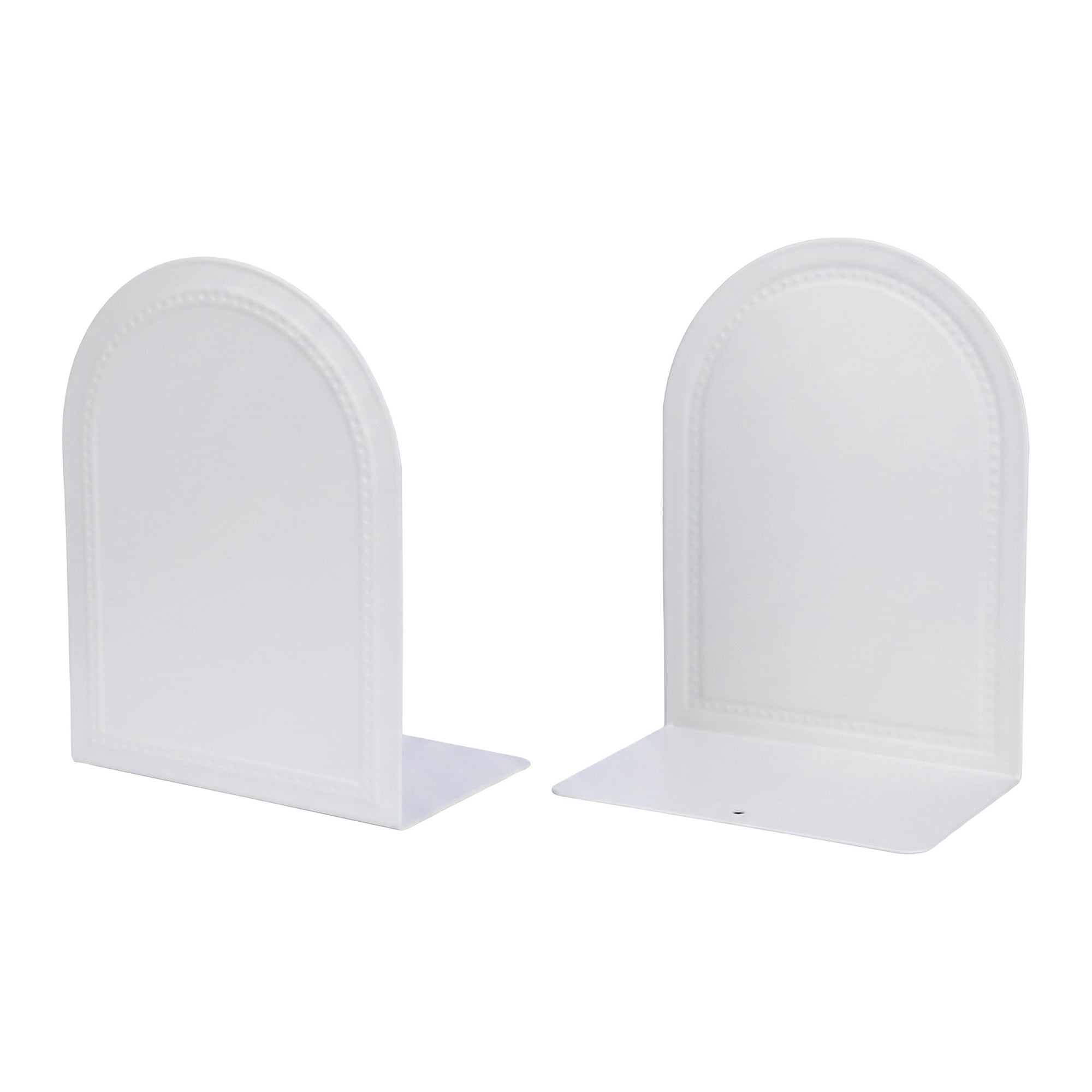 Unique Bargains 2Pcs Decorative Metal Modern Hollow-out Bookends White 5*3.1*6.5inch
