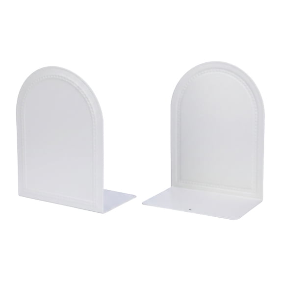 Unique Bargains 2Pcs Decorative Metal Modern Hollow-out Bookends White 5*3.1*6.5inch