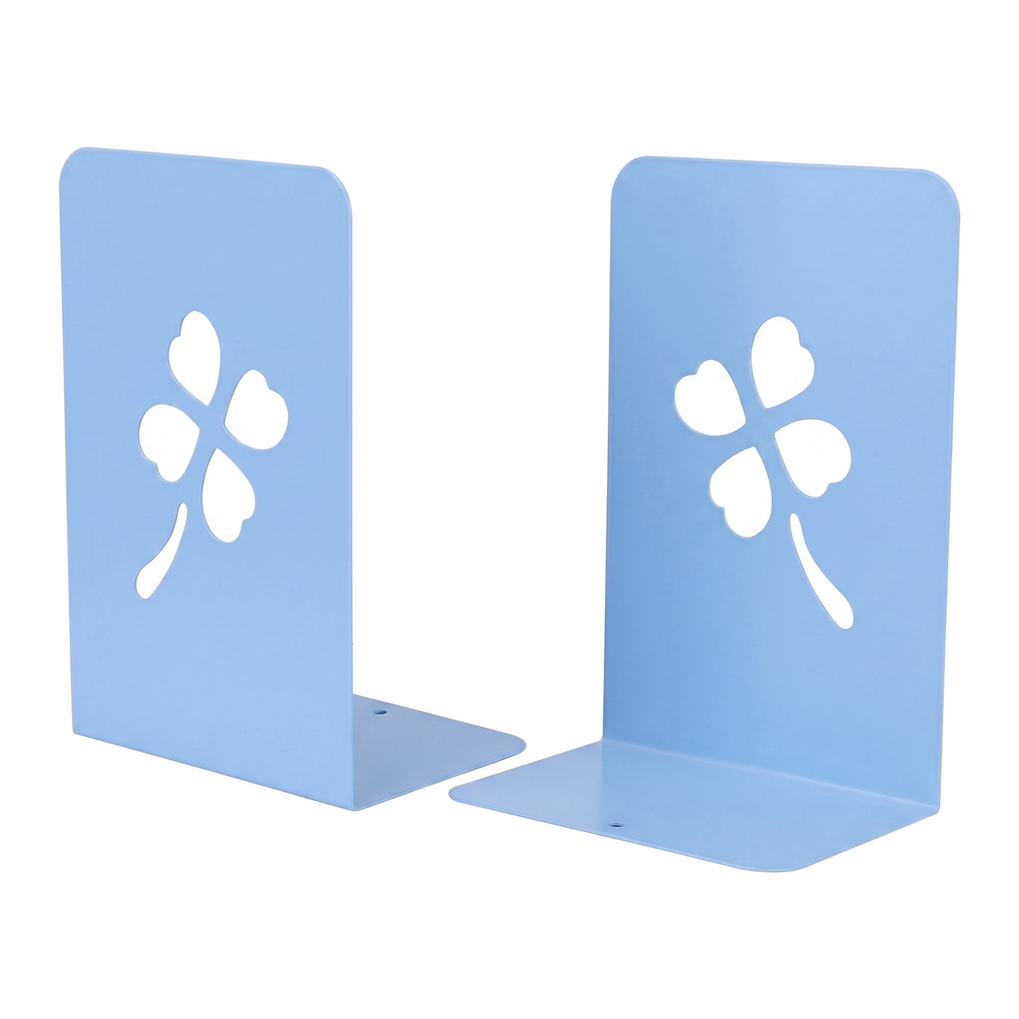 Unique Bargains 2Pcs Decorative Metal Tree Design Book Ends Blue Leaf 3.9*5.3*7.9inch