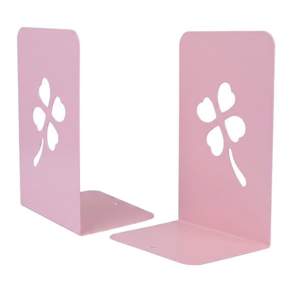 Unique Bargains 2Pcs Decorative Metal Tree Design Book Ends Pink Leaf 3.9*5.3*7.9inch