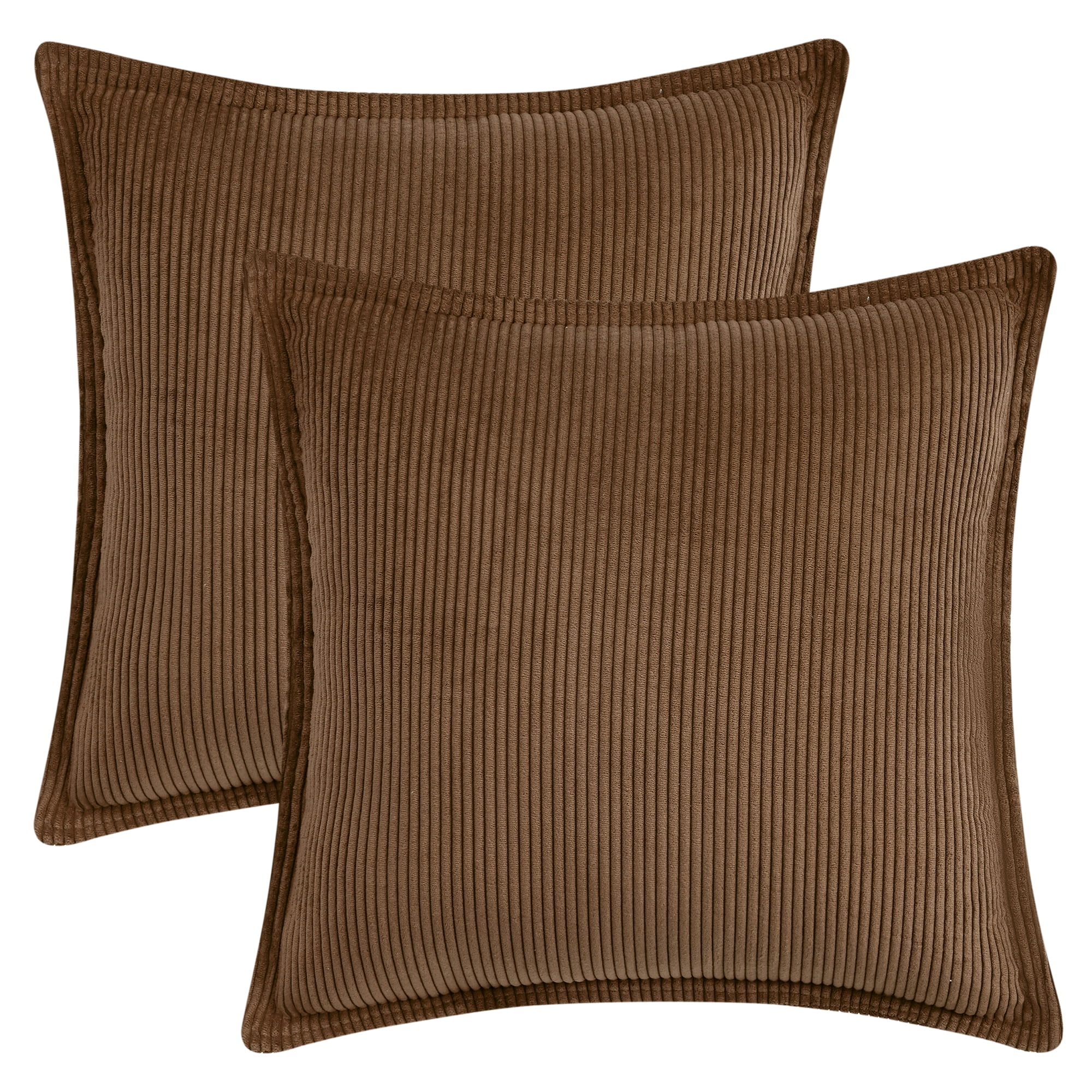 Unique Bargains 2Pcs Decorative Throw Pillow Covers for Couch Bed Brown 18" x 18"