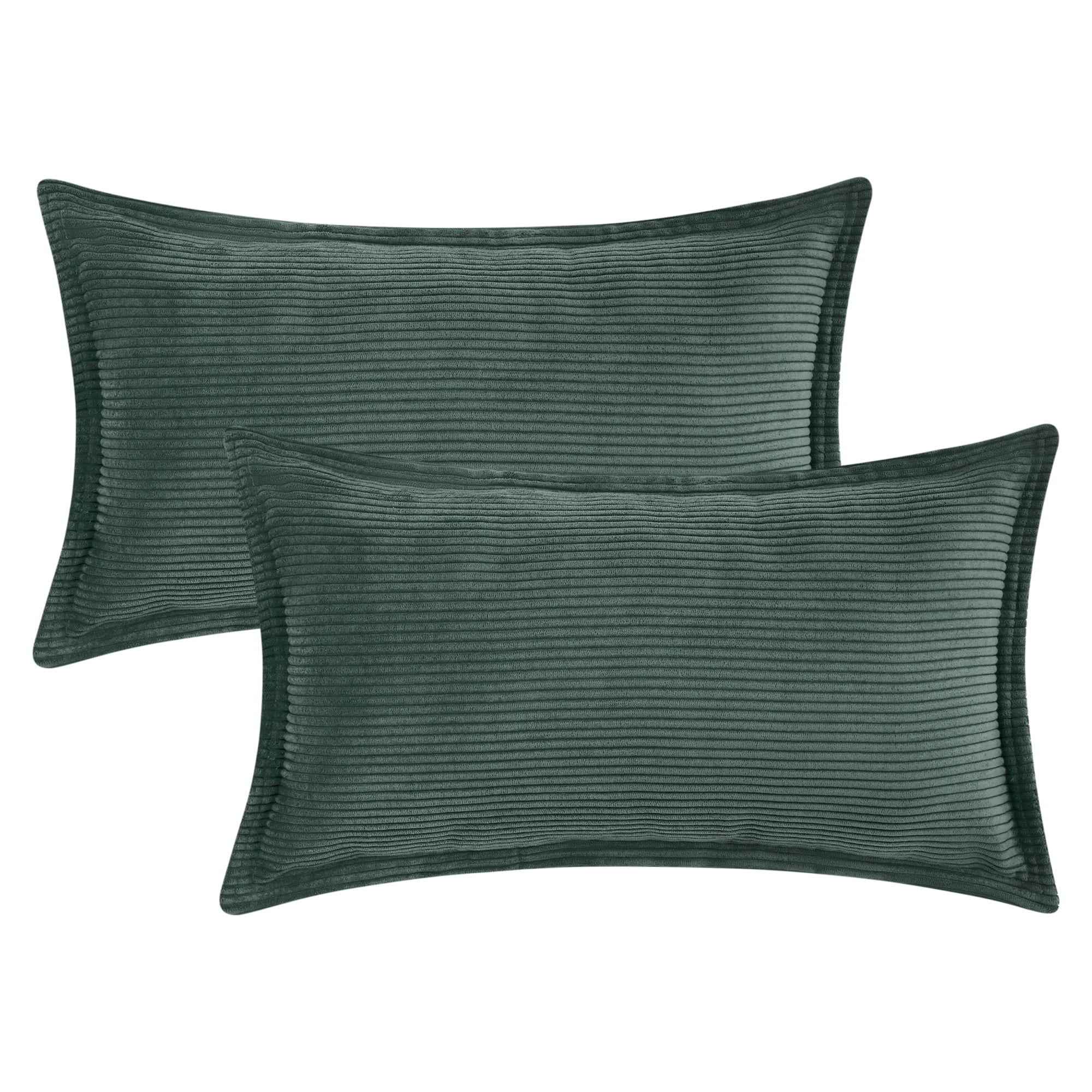 Unique Bargains 2Pcs Decorative Throw Pillow Covers for Couch Bed Dark Green 12" x 20"
