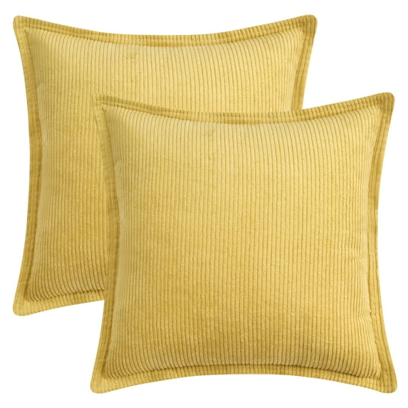 Unique Bargains 2Pcs Decorative Throw Pillow Covers for Couch Bed Yellow 18" x 18"