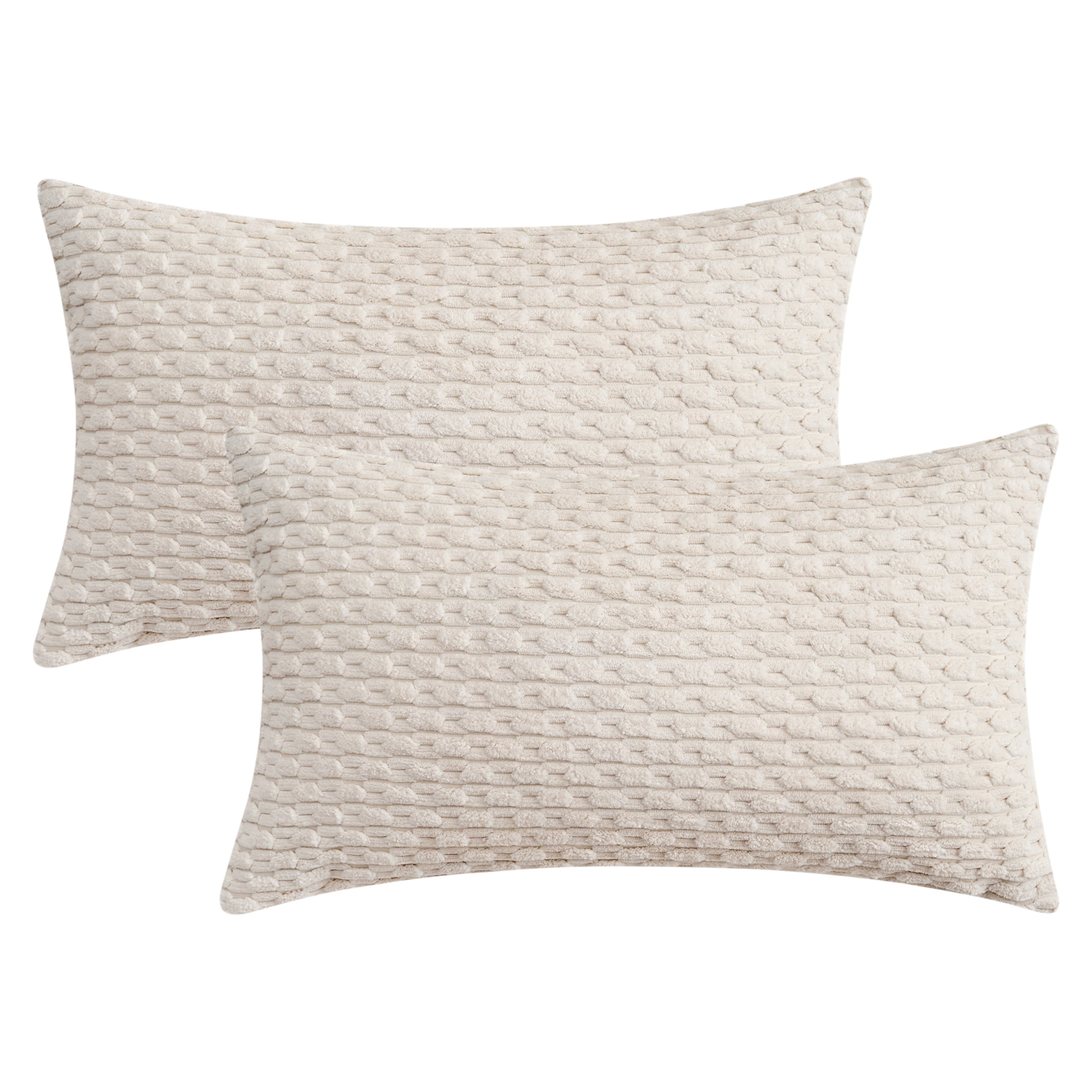 Unique Bargains 2Pcs Decorative Throw Pillow Covers for Sofa Beige 12" x 20"