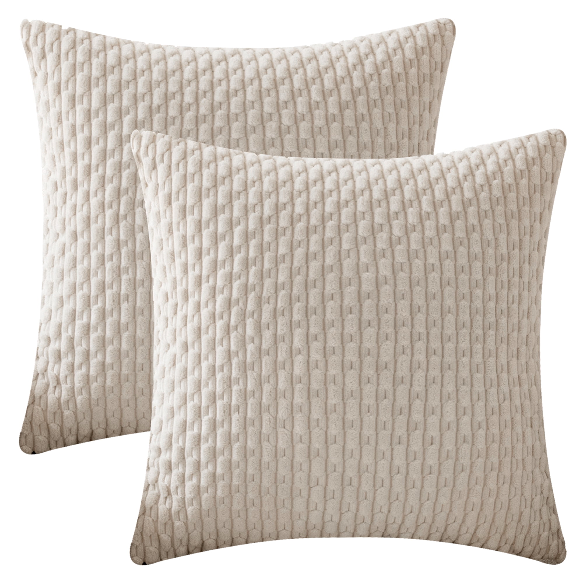 Unique Bargains 2Pcs Decorative Throw Pillow Covers for Sofa Beige 18" x 18"