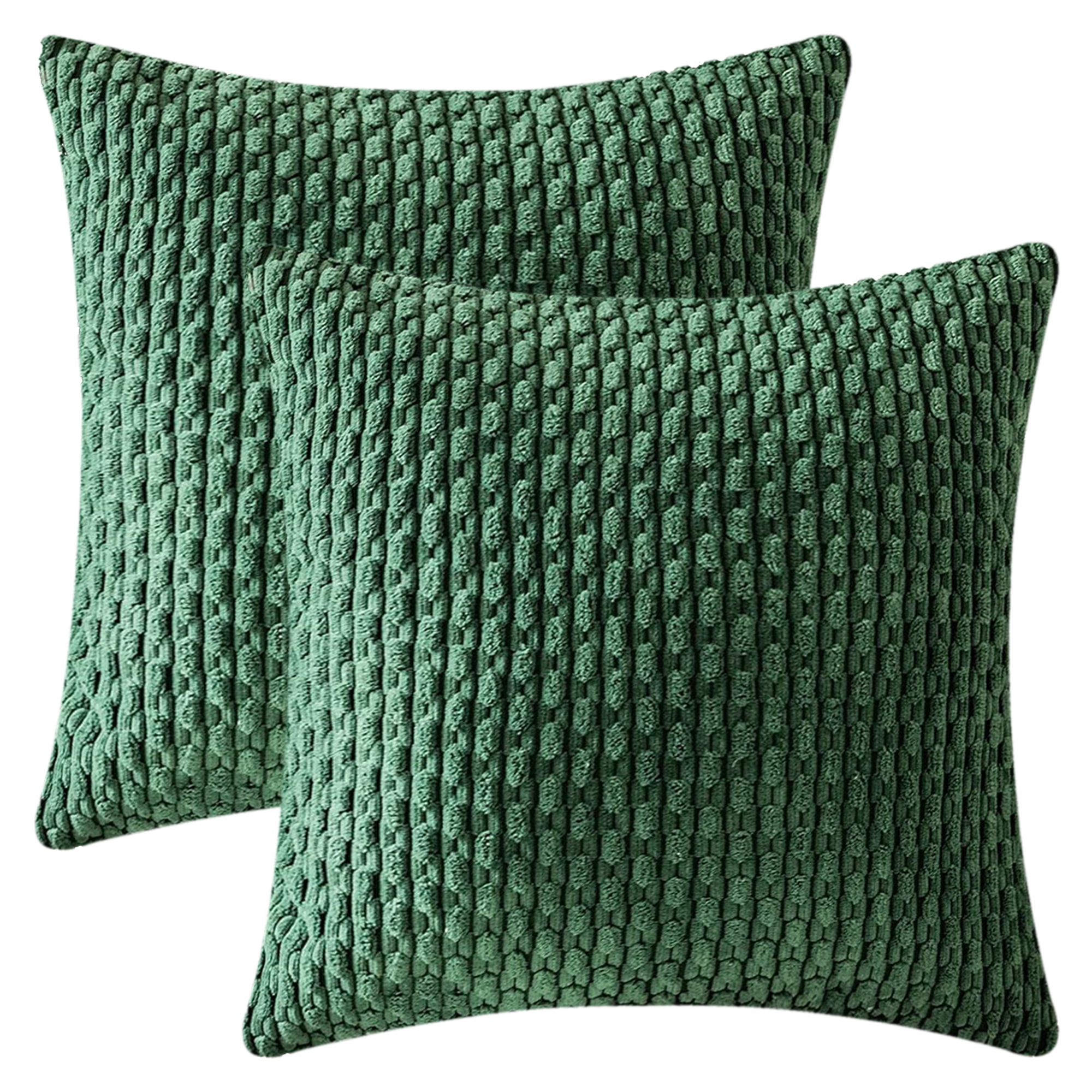 Unique Bargains 2Pcs Decorative Throw Pillow Covers for Sofa Dark Green 20" x 20"