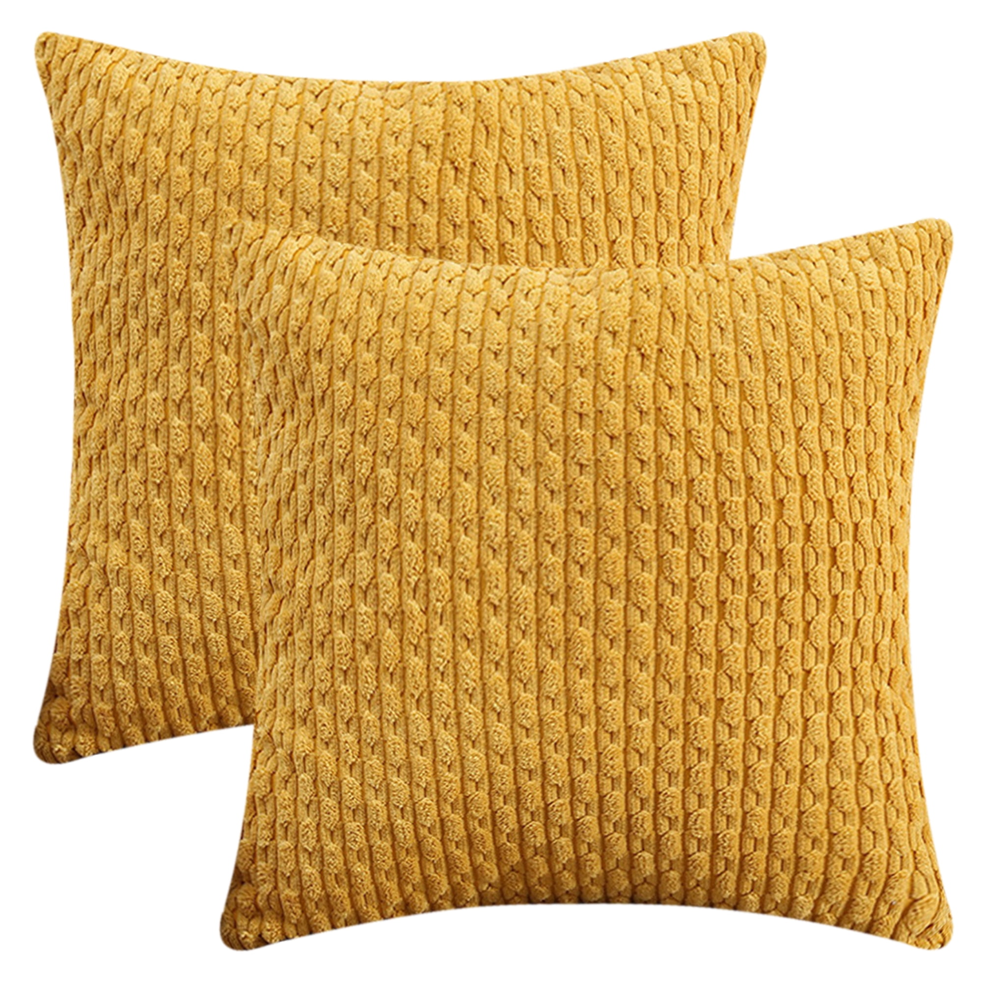 Unique Bargains 2Pcs Decorative Throw Pillow Covers for Sofa Yellow 16" x 16"