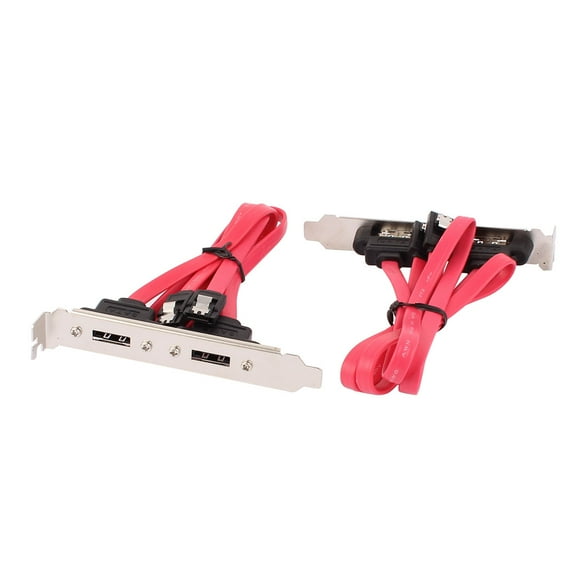 Unique Bargains 2Pcs Dual Port S-A-T-A Serial ATA Cable to eS-A-T-A Bracket Adapter Cable