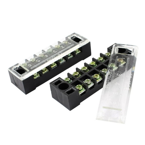Unique Bargains 2Pcs Dual Row 6P Screw Connector Electric Barrier Terminal Block Board 15A