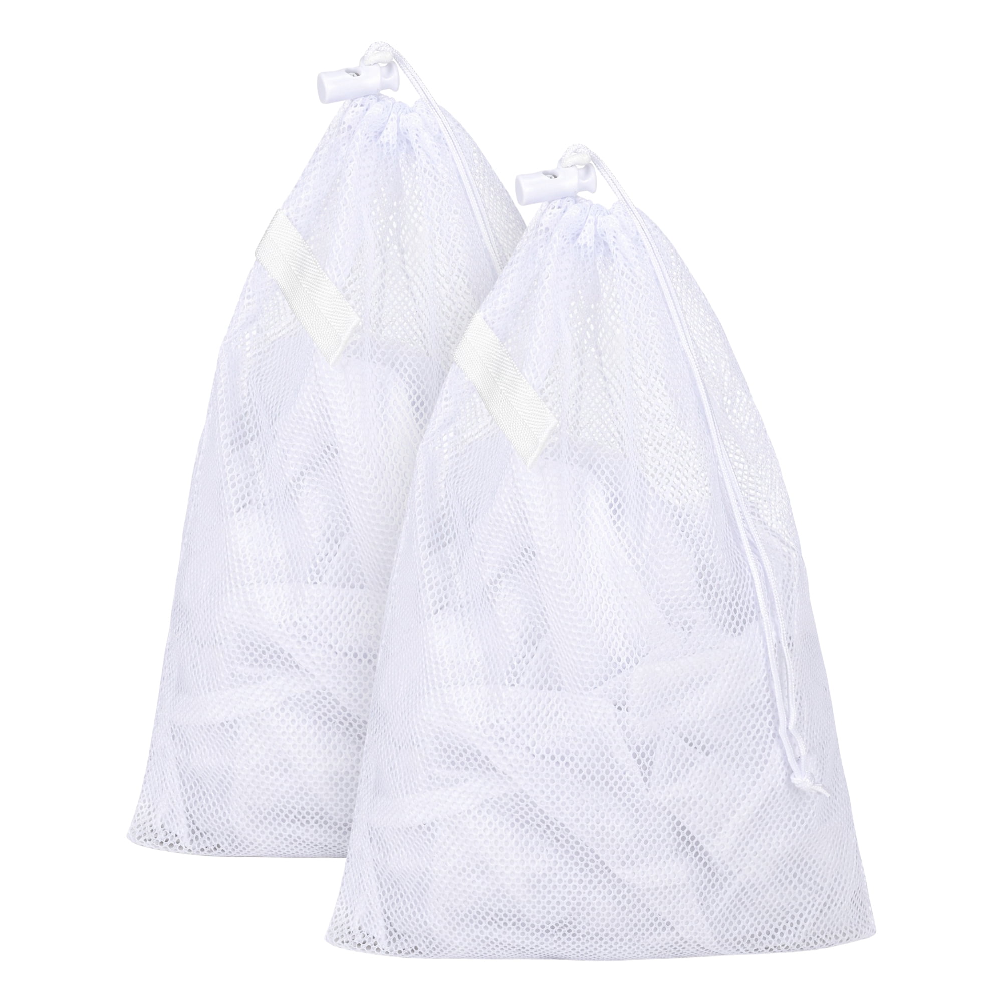 Unique Bargains 2Pcs Durable Laundry Bags with Drawstring Closure Black 7.9" x 11.8"
