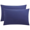 thumbnail image 1 of Unique Bargains 2Pcs Envelope Closure Washed Microfiber Pillowcases King Navy Blue, 1 of 8