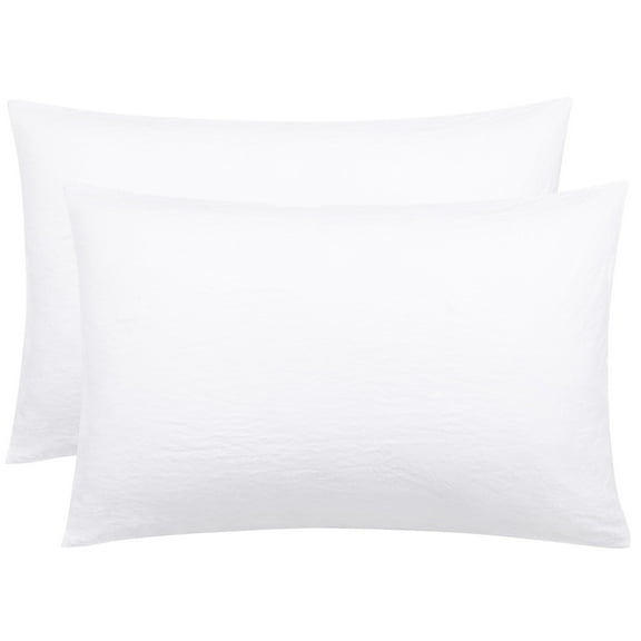 Unique Bargains 2Pcs Envelope Closure Washed Microfiber Pillowcases Queen White