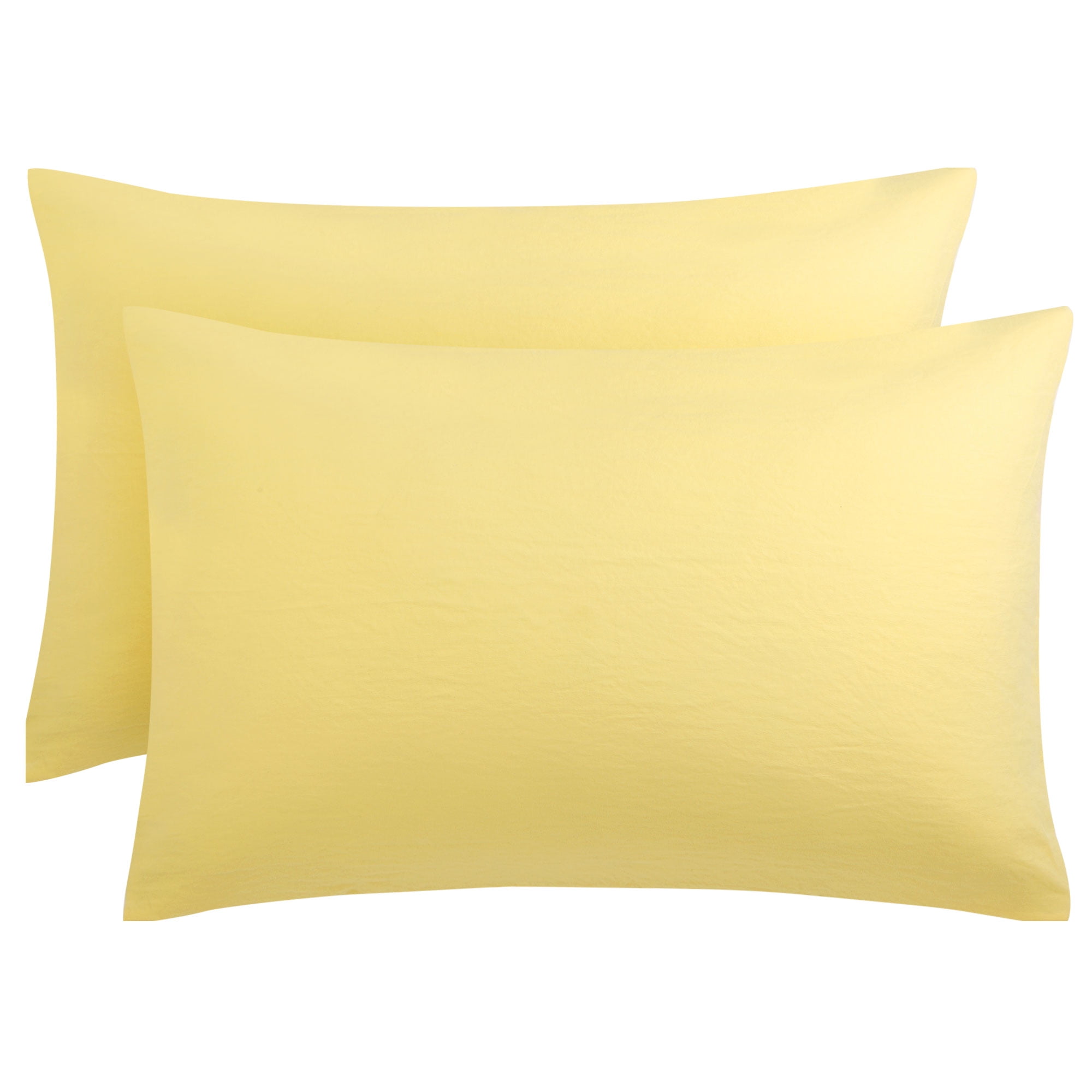 Unique Bargains 2Pcs Envelope Closure Washed Microfiber Pillowcases Queen Yellow