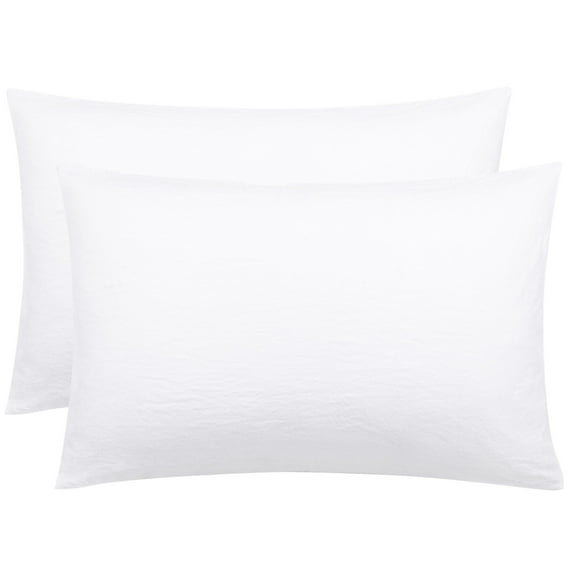 Unique Bargains 2Pcs Envelope Closure Washed Microfiber Pillowcases Standard White