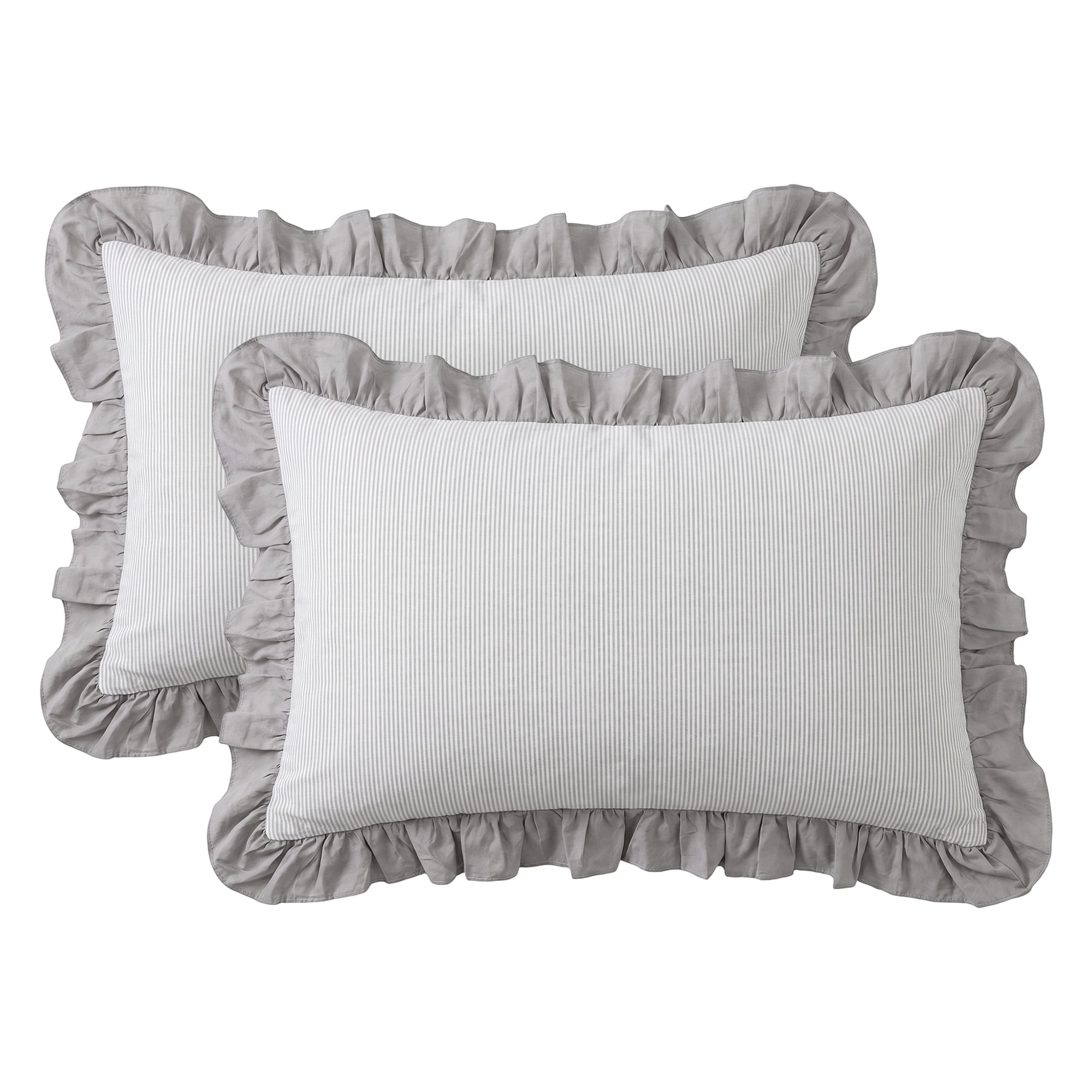Unique Bargains 2Pcs Envelope Closure Wrinkle Resistant Cotton Pillowcase Queen Gray B