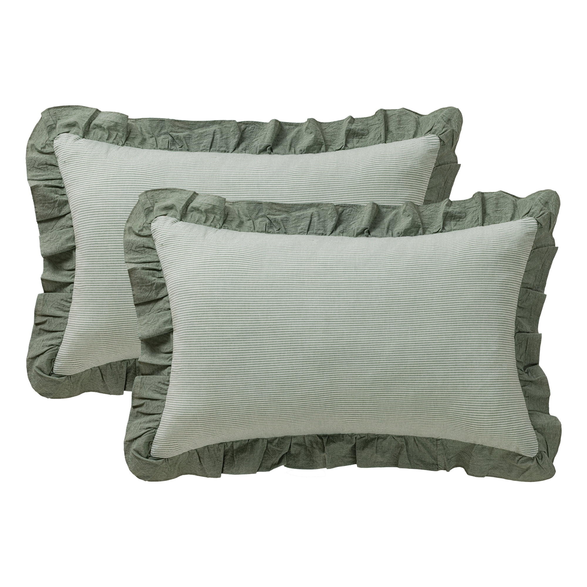 Unique Bargains 2Pcs Envelope Closure Wrinkle Resistant Cotton Pillowcase Queen Green