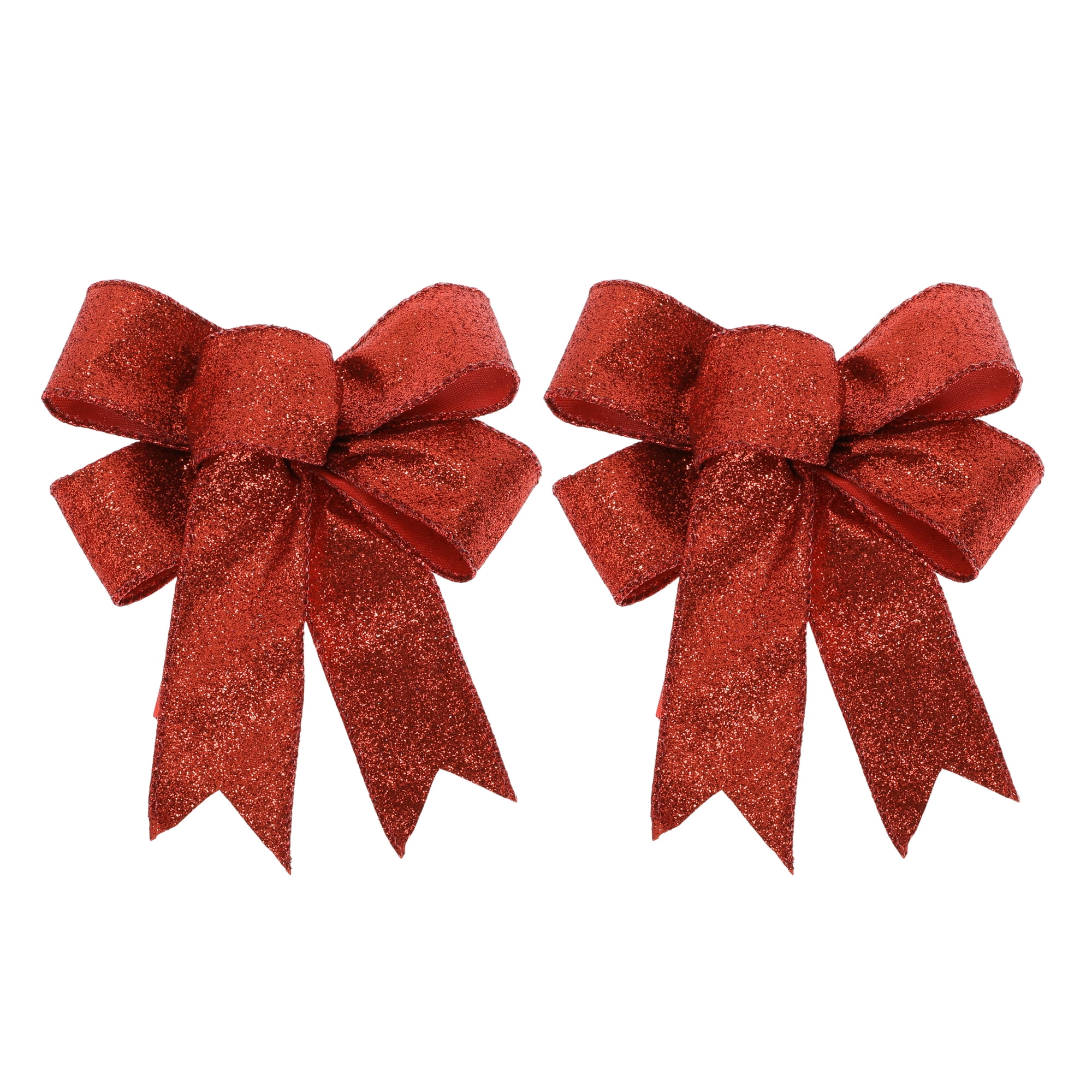 Unique Bargains 2Pcs Fabric Gift Bow Decoration 3.94"x4.72" Red