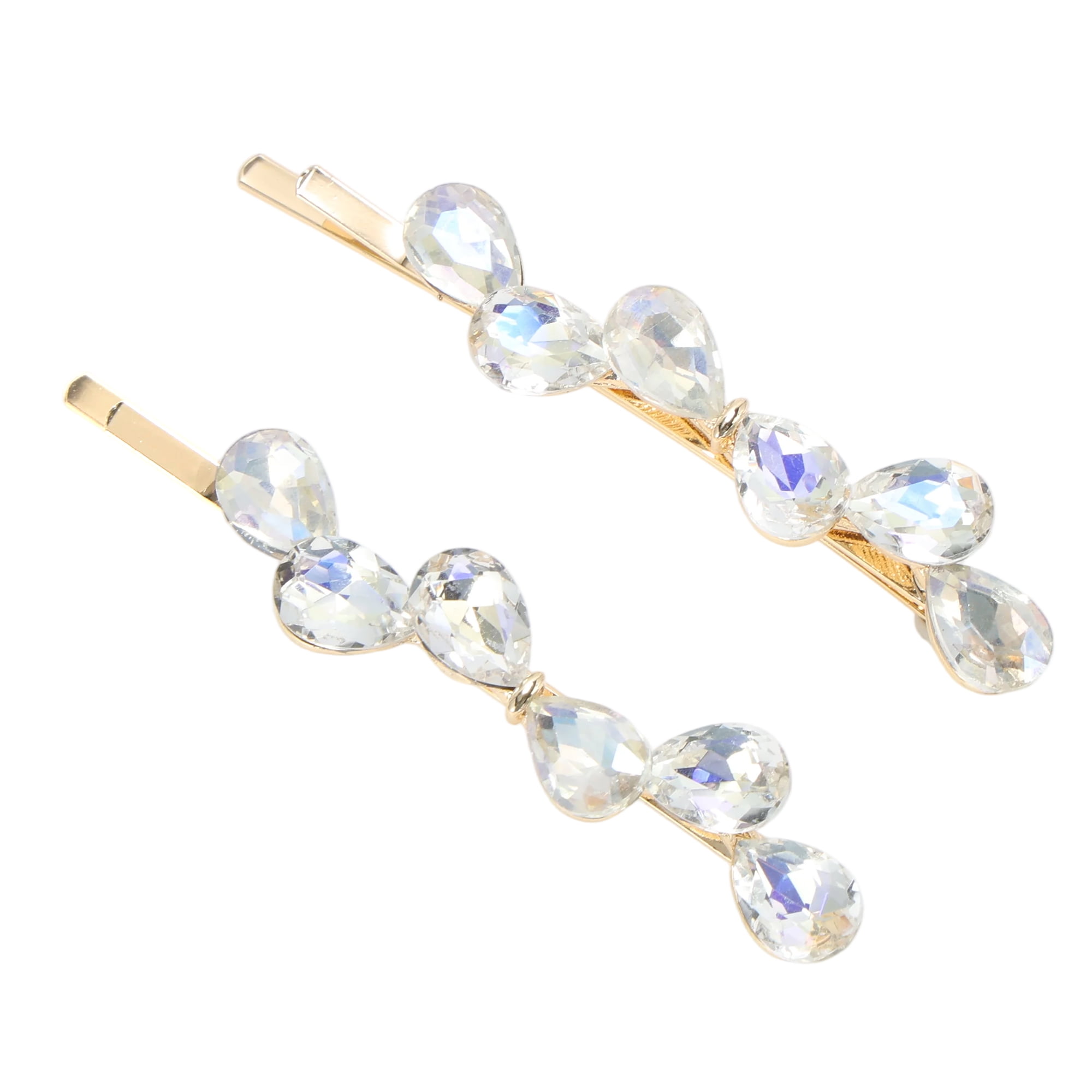Unique Bargains 2Pcs Faux Crystal Bobby Pin Fashionable Hair Styling White