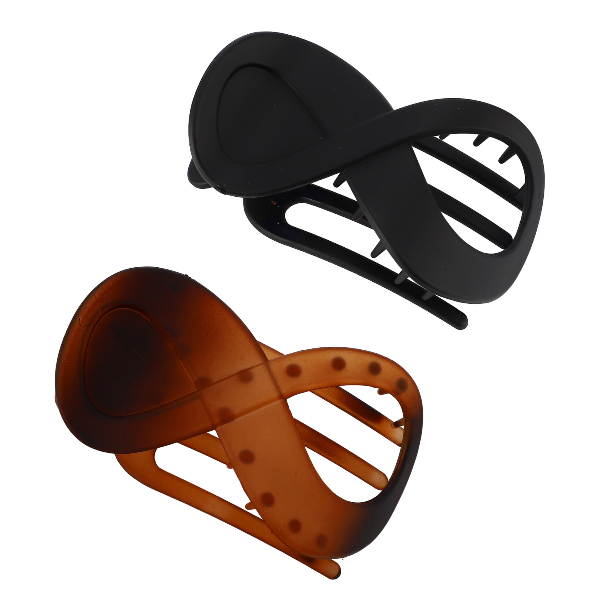 Unique Bargains 2Pcs Flat Hair Clips Flat Claw Clips Thick Hair Amber Black