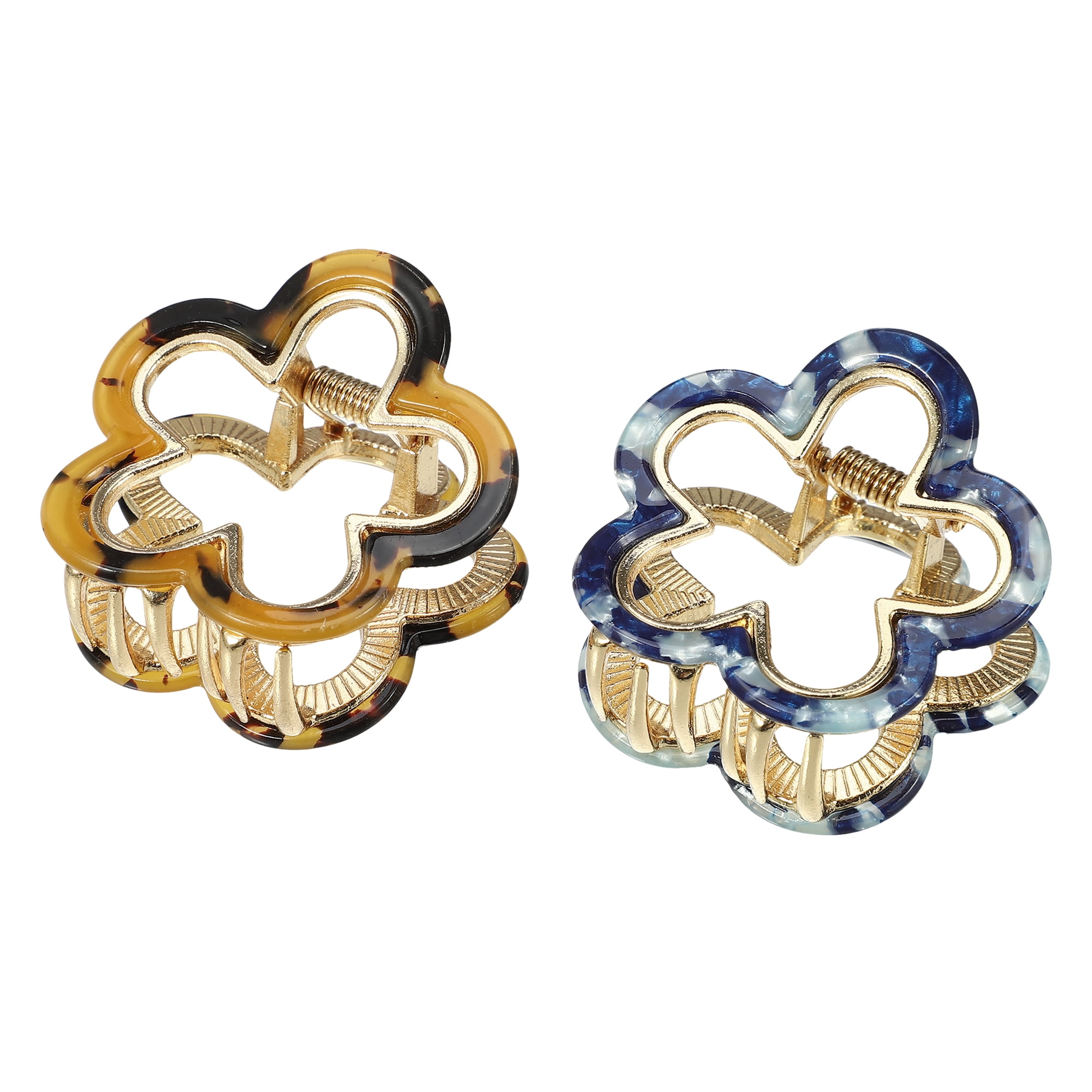 Unique Bargains 2Pcs Flower Hair Claw Clip Non-Slip Cute Acrylic Hair Claw Clip Multicolor