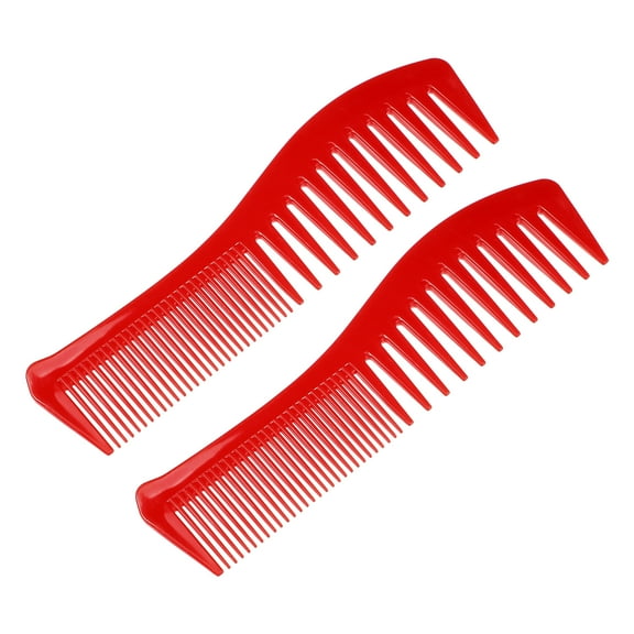 Unique Bargains 2Pcs Hair Comb Wide Tooth Anti Static Hair Care Detangling Comb Red