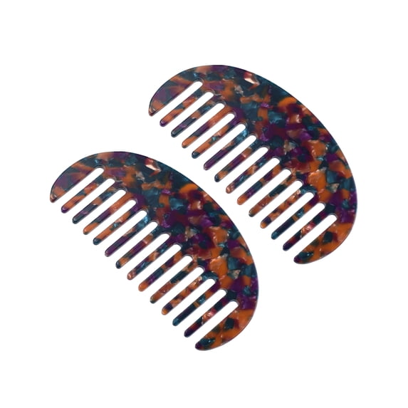 Unique Bargains 2Pcs Hair Comb Wide Tooth Anti-Static Thick Curly Hair Detangling Comb Blue, Purple
