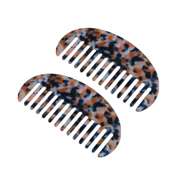Unique Bargains 2Pcs Hair Comb Wide Tooth Anti-Static Thick Curly Hair Detangling Comb Tortie