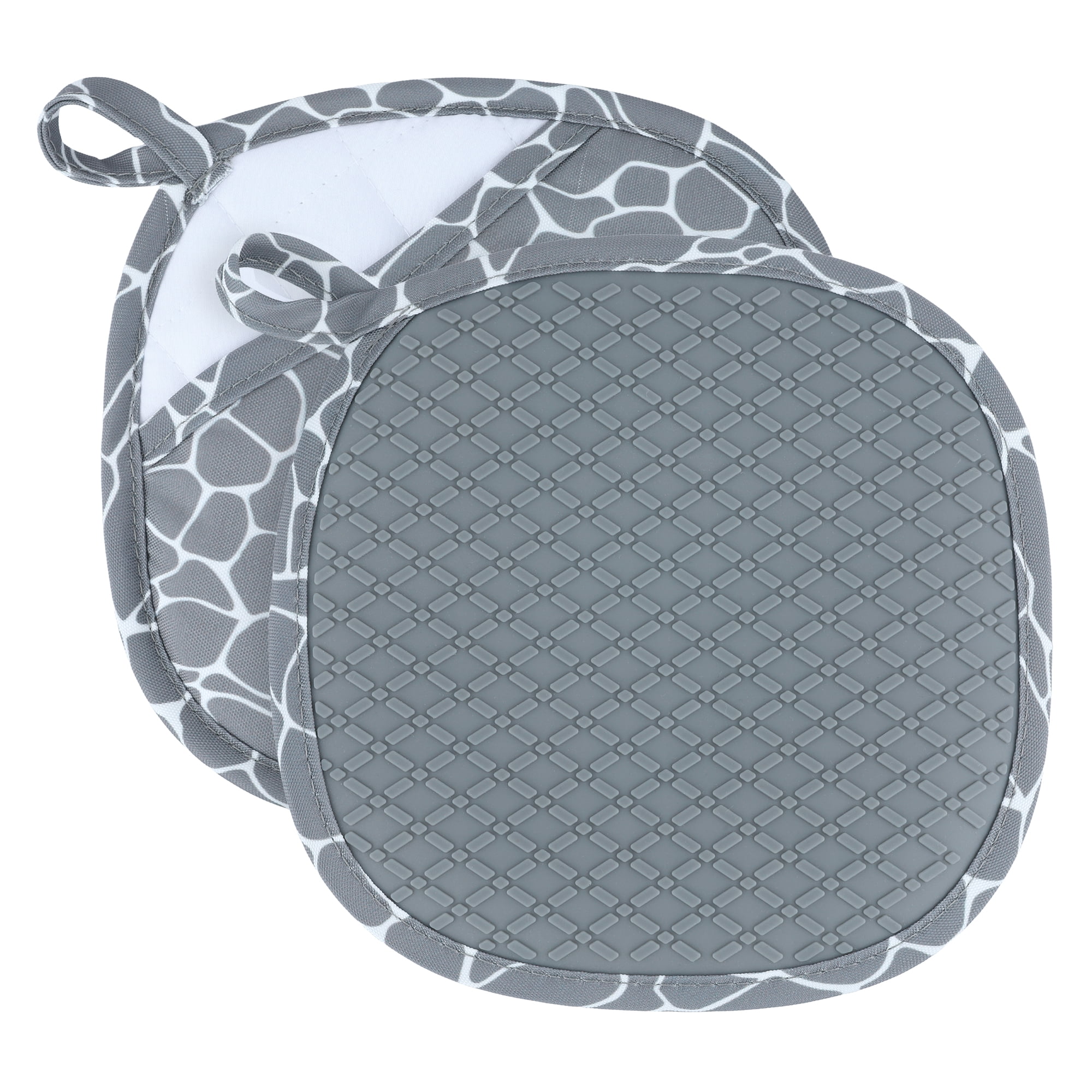 Unique Bargains 2Pcs Heat Resistant Trivets Non Slip Hot Pads Gray 8.1*8.7in