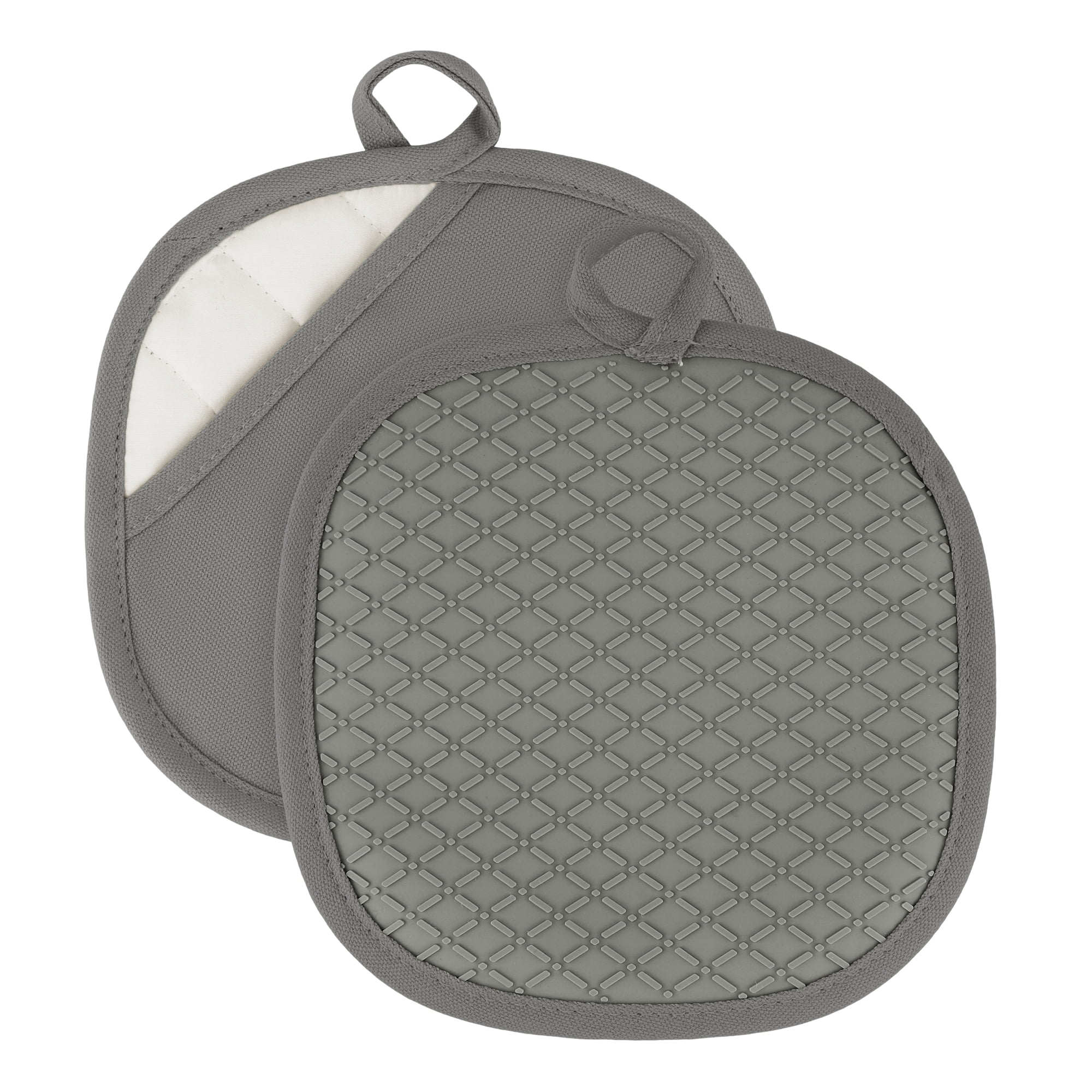 Unique Bargains 2Pcs Heat Resistant Trivets Non Slip Pot Holders Gray 8.1*8.1in