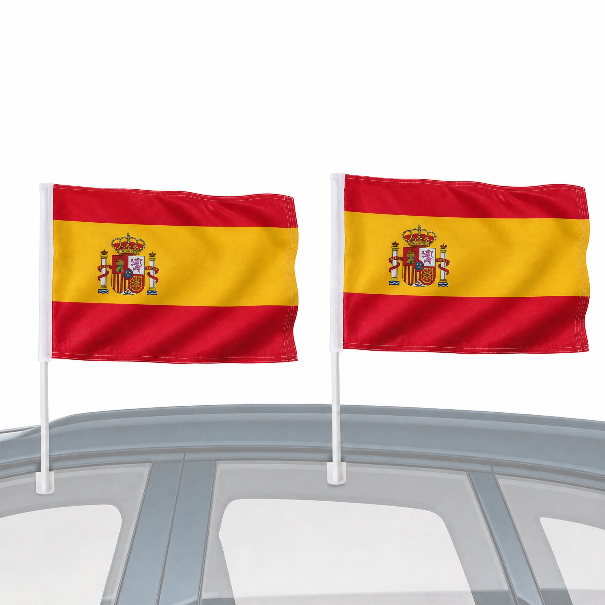 Unique Bargains 2Pcs Heavy Duty 2-Ply Polyester Spanish Flags with 17.5" Pole