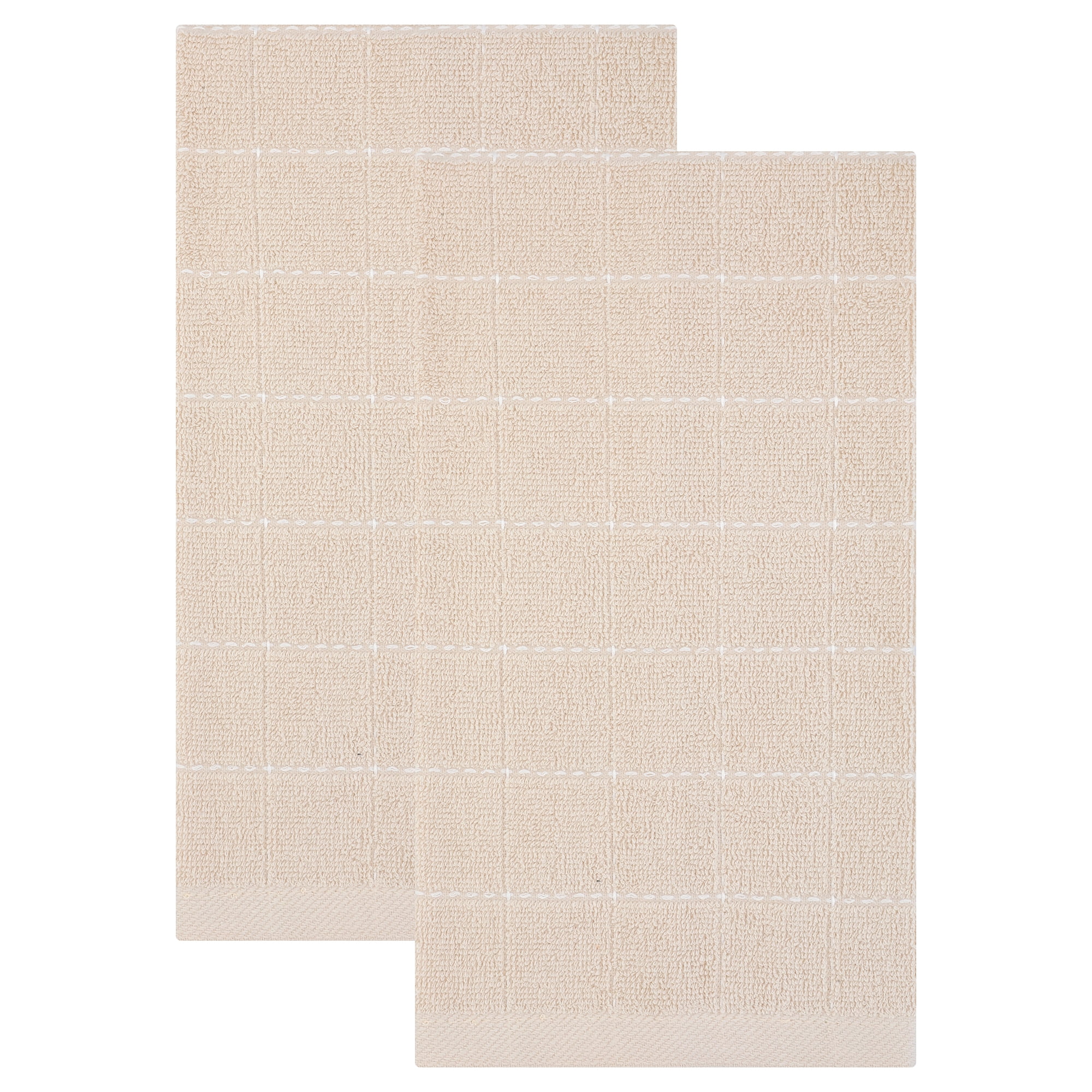 Unique Bargains 2Pcs Highly Absorbent Cotton Reusable Dish Cloths Beige 25" x 15"