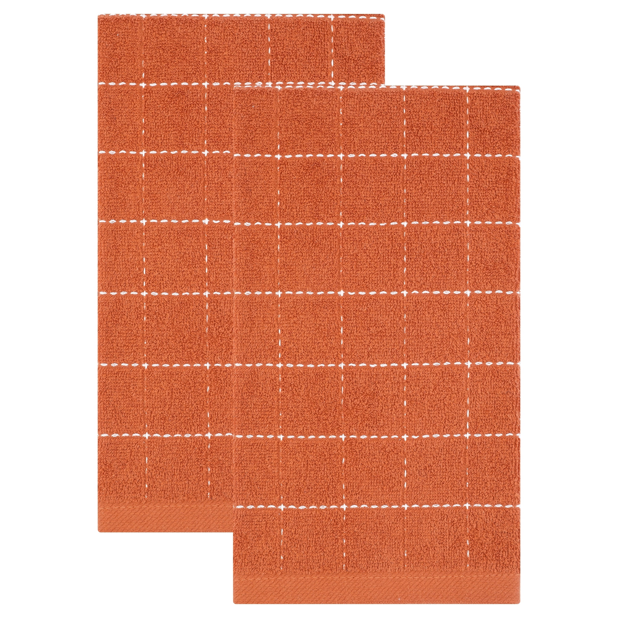 Unique Bargains 2Pcs Highly Absorbent Cotton Reusable Dish Cloths Caramel 25" x 15"
