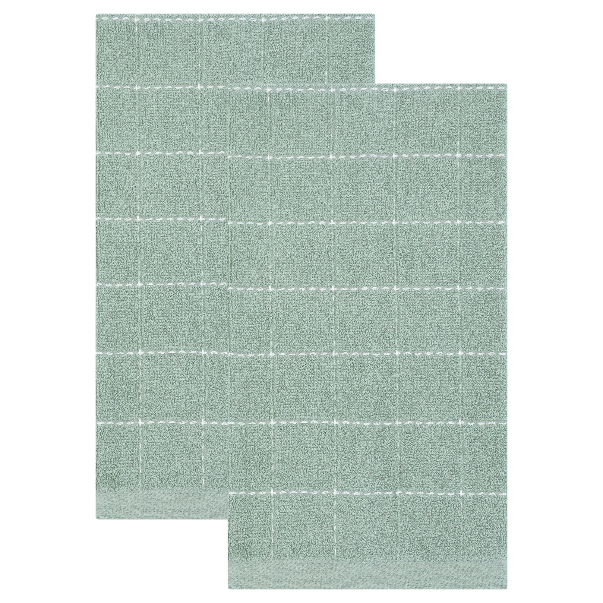 Unique Bargains 2Pcs Highly Absorbent Cotton Reusable Dish Cloths Light Green 25" x 15"