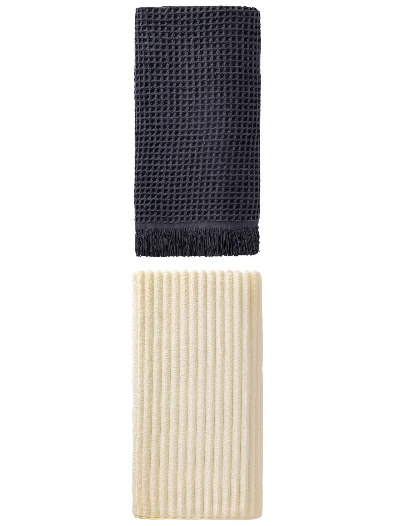 Unique Bargains 2Pcs Highly Absorbent Soft Bath Towel Dark Blue/White 71"x35"/55"x28"
