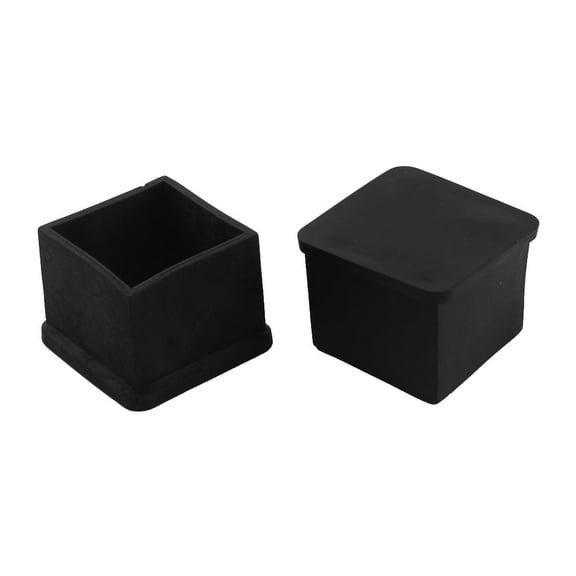 Unique Bargains 2Pcs Home Chair Feet Ferrule Square Black Rubber Protector 30mmx30mm
