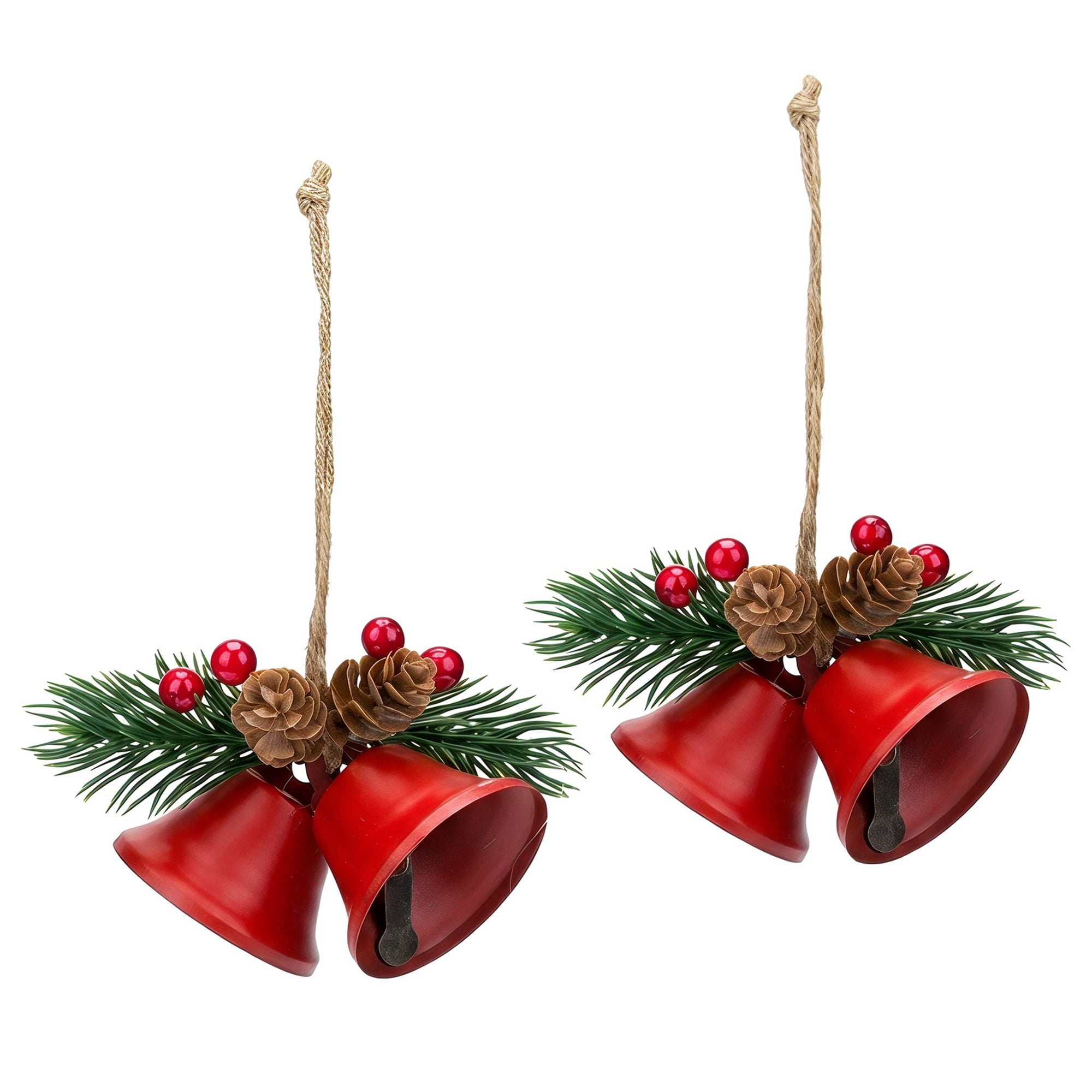 Unique Bargains 2Pcs Knob Protection Vintage Iron Hanging Witch Bells Red 2" x 2" x 5.1"