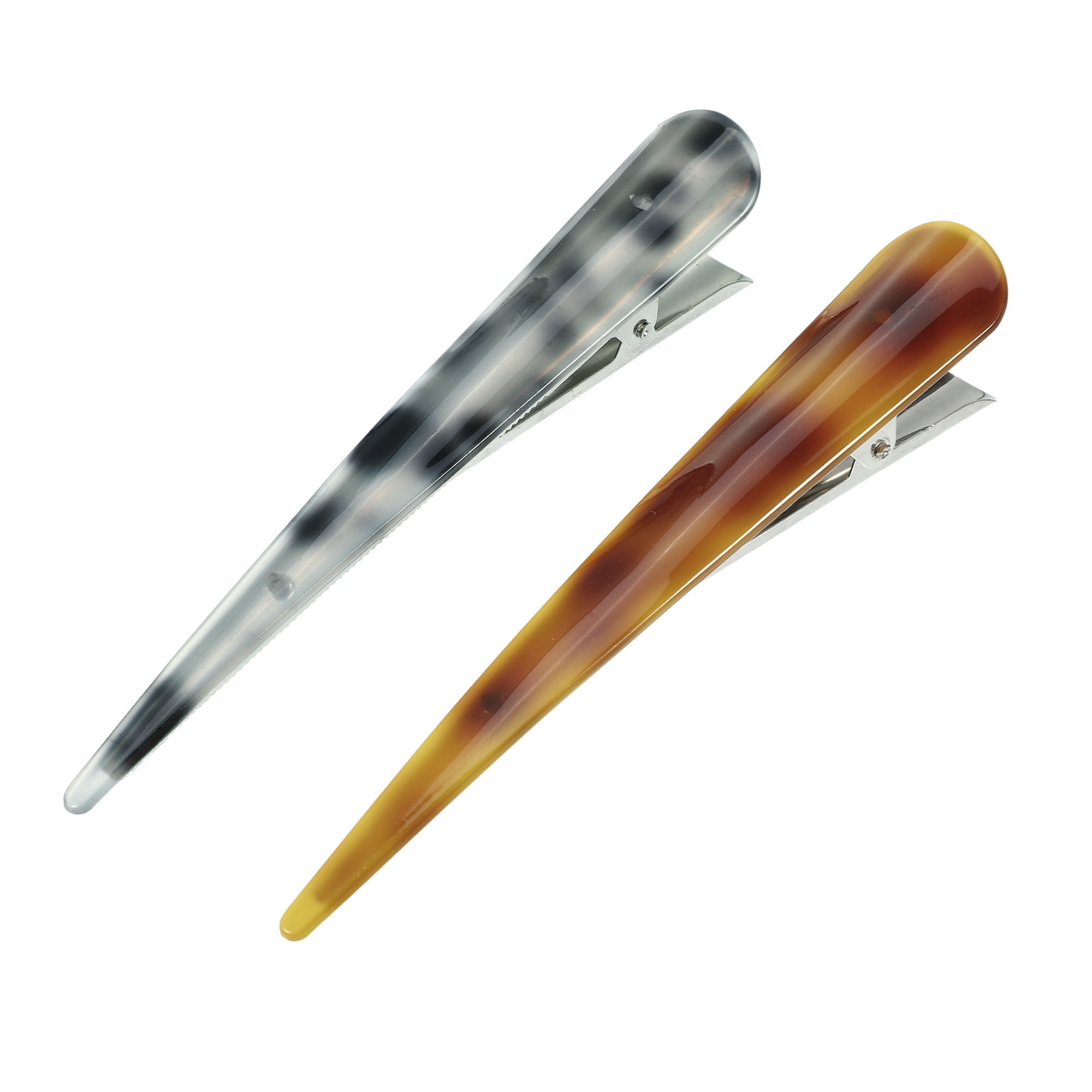 Unique Bargains 2Pcs Long Metal Duckbill Hair Clips Gray Yellow
