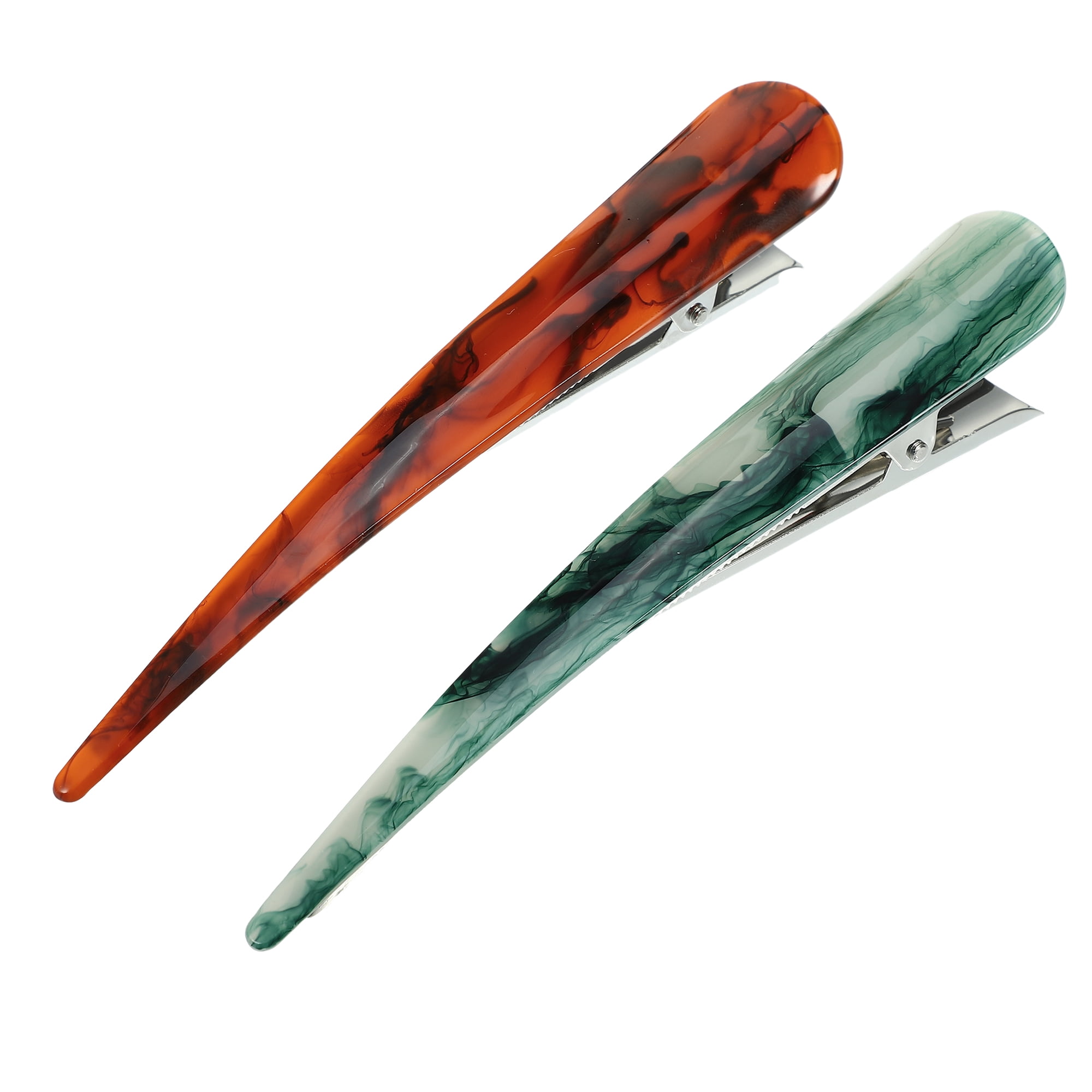 Unique Bargains 2Pcs Long Metal Duckbill Hair Clips Green Red