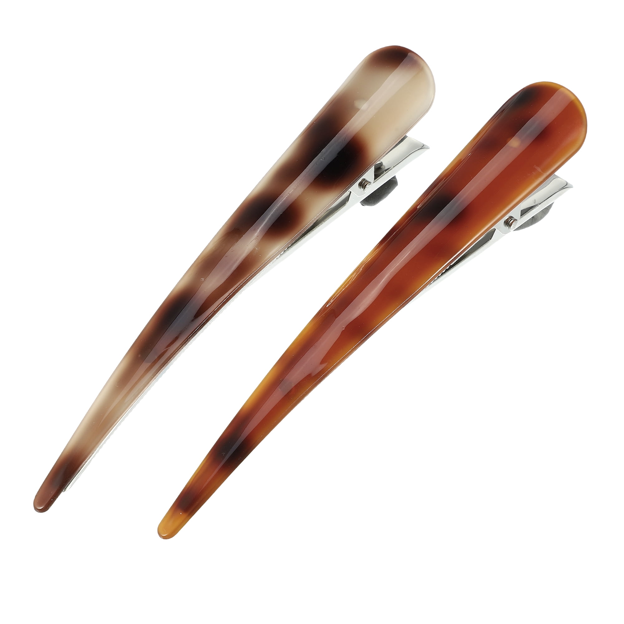 Unique Bargains 2Pcs Long Metal Duckbill Hair Clips Red Coffee