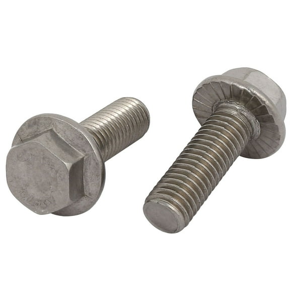 Unique Bargains 2Pcs M10 x 30mm Thread 304 Stainless Steel Hex Serrated Head Flange Screw Bolt