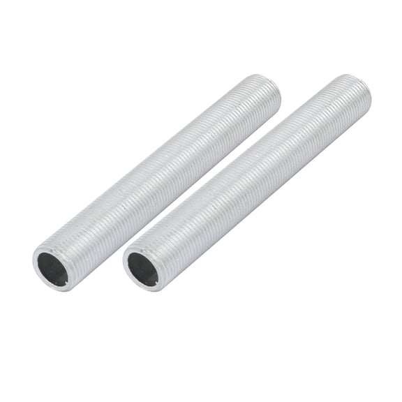 Unique Bargains 2Pcs M12 Full Threaded Lamp Nipple Pass-Through Pipe Connector 85mm Length