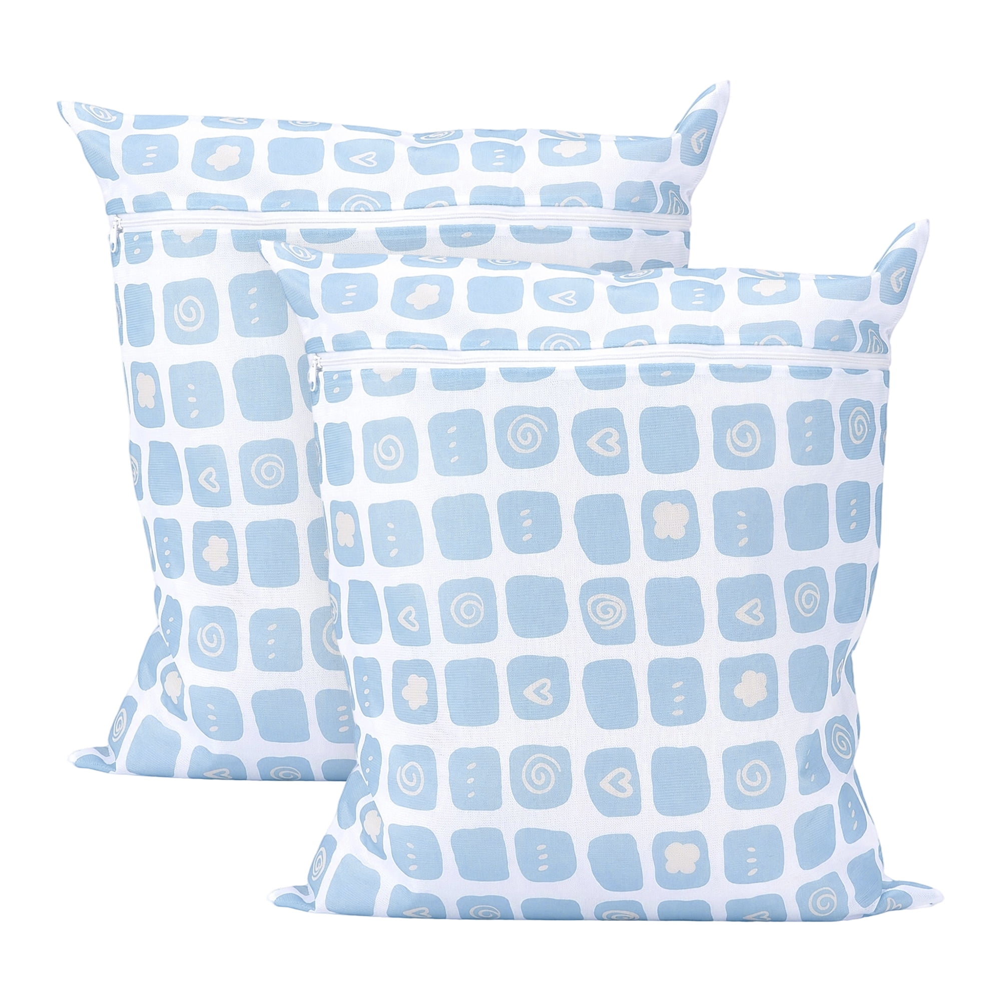 Unique Bargains 2Pcs Mesh Laundry Bags for Delicates Protect Garments Blue 19.7" x 23.6"